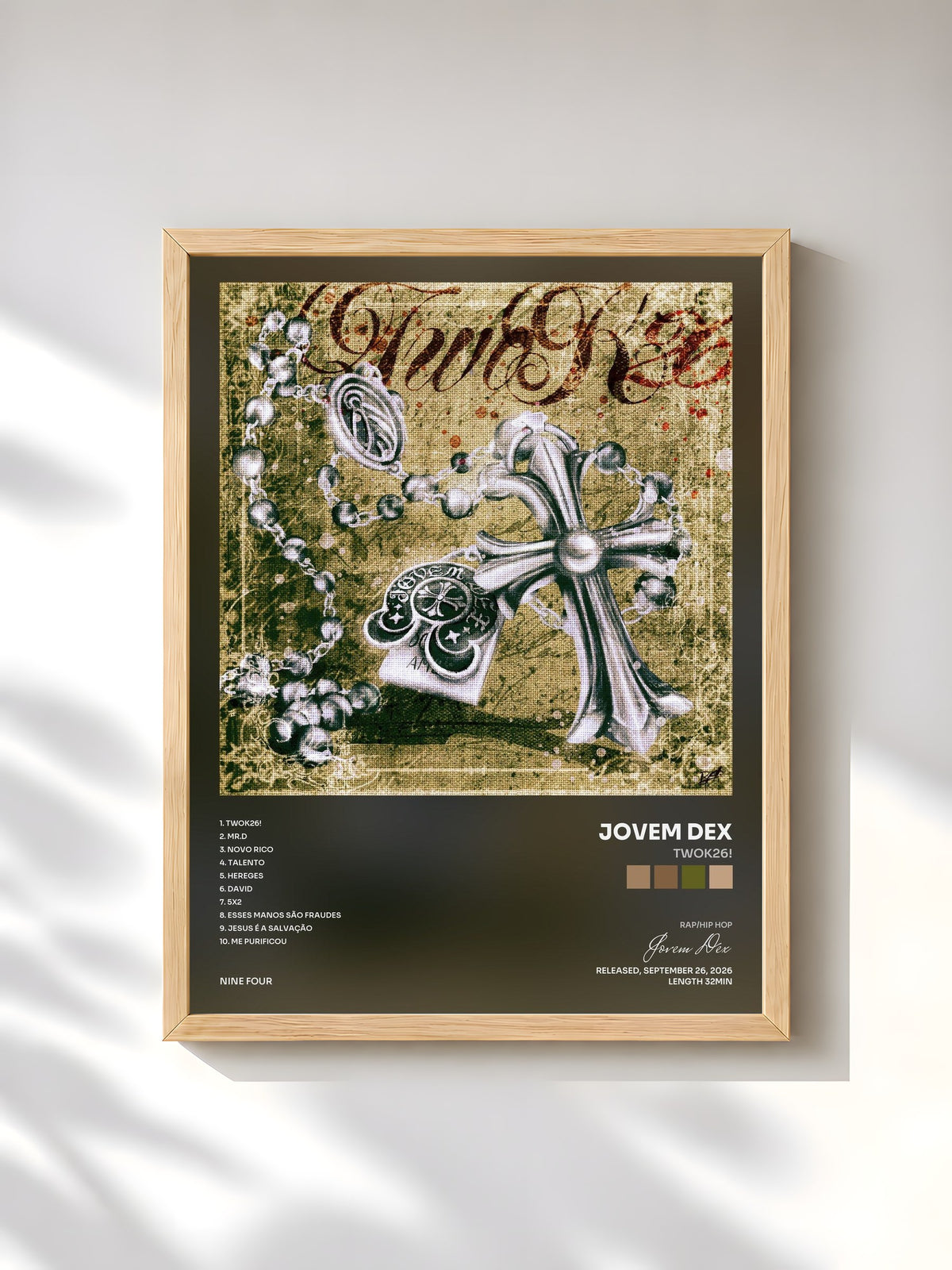 #bois Tableau de l'album TwoK26! de Jovem Dex, cadre en bois brut, imprimé et encadré en France