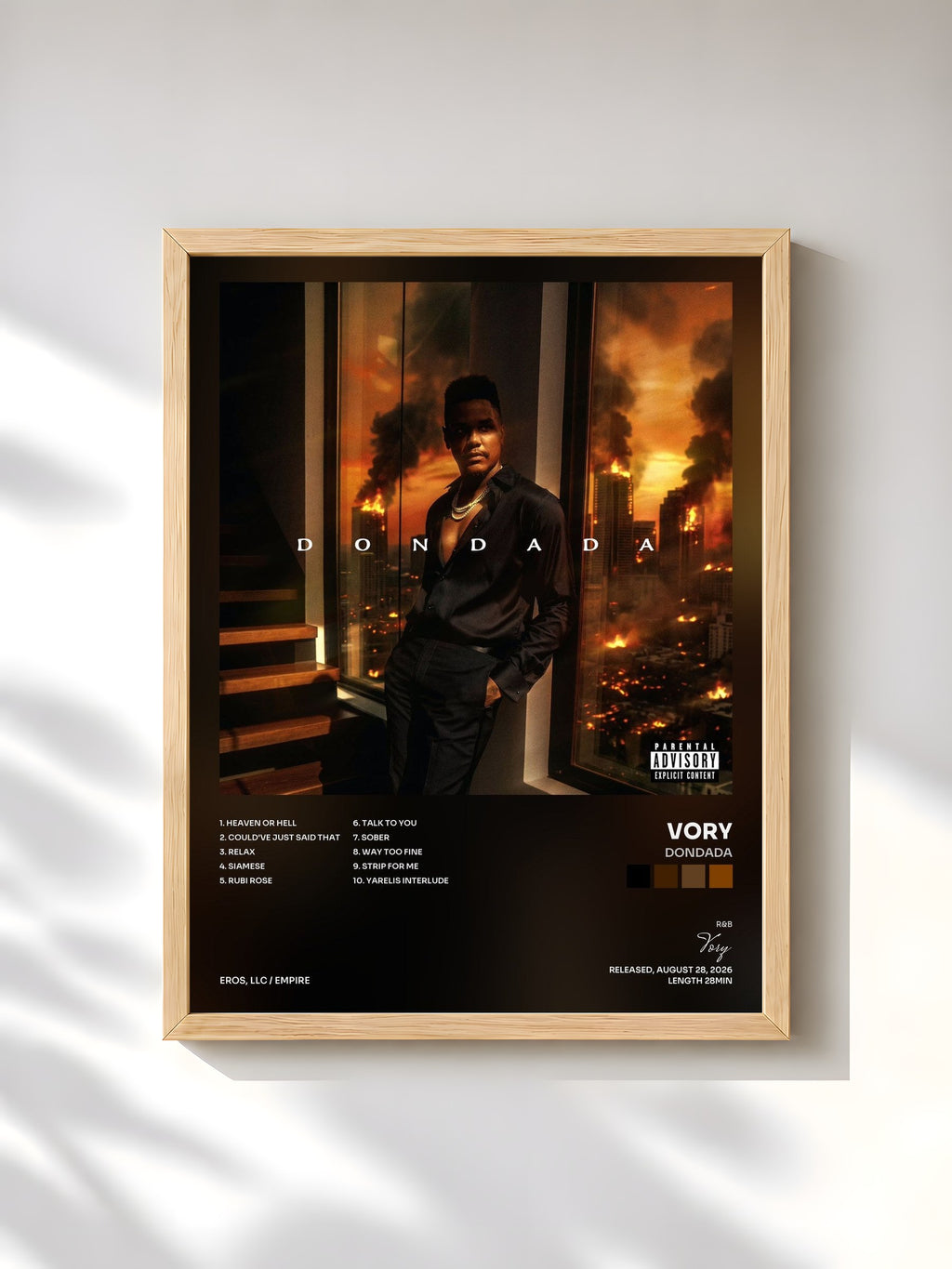 #bois Tableau de l'album DONDADA de Vory, cadre en bois brut, imprimé et encadré en France