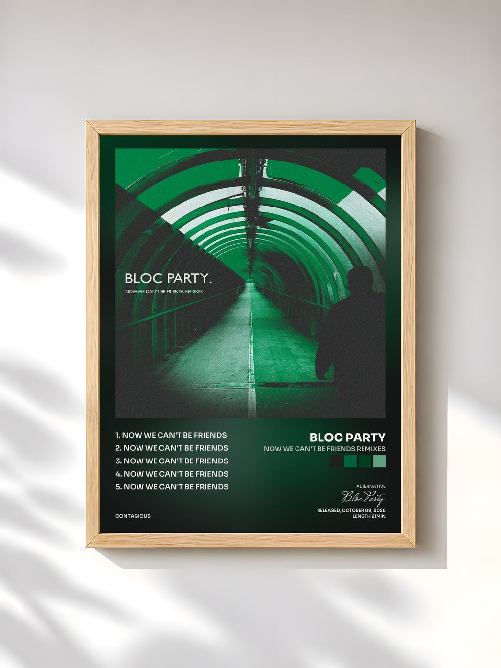 #bois Tableau de l'album Now We Can't Be Friends Remixes de Bloc Party, cadre en bois brut, imprimé et encadré en France