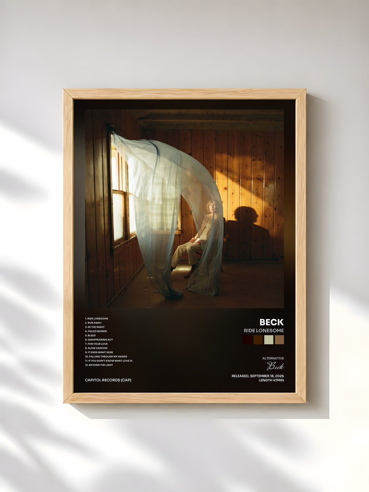 #bois Tableau de l'album Ride Lonesome de Beck, cadre en bois brut, imprimé et encadré en France