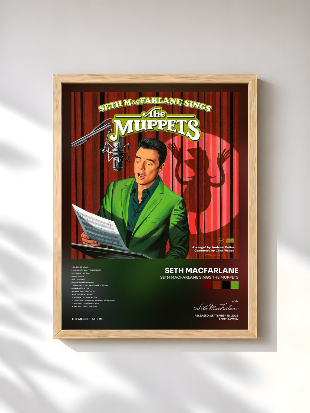 #bois Tableau de l'album Seth MacFarlane Sings The Muppets de Seth MacFarlane, cadre en bois brut, imprimé et encadré en France