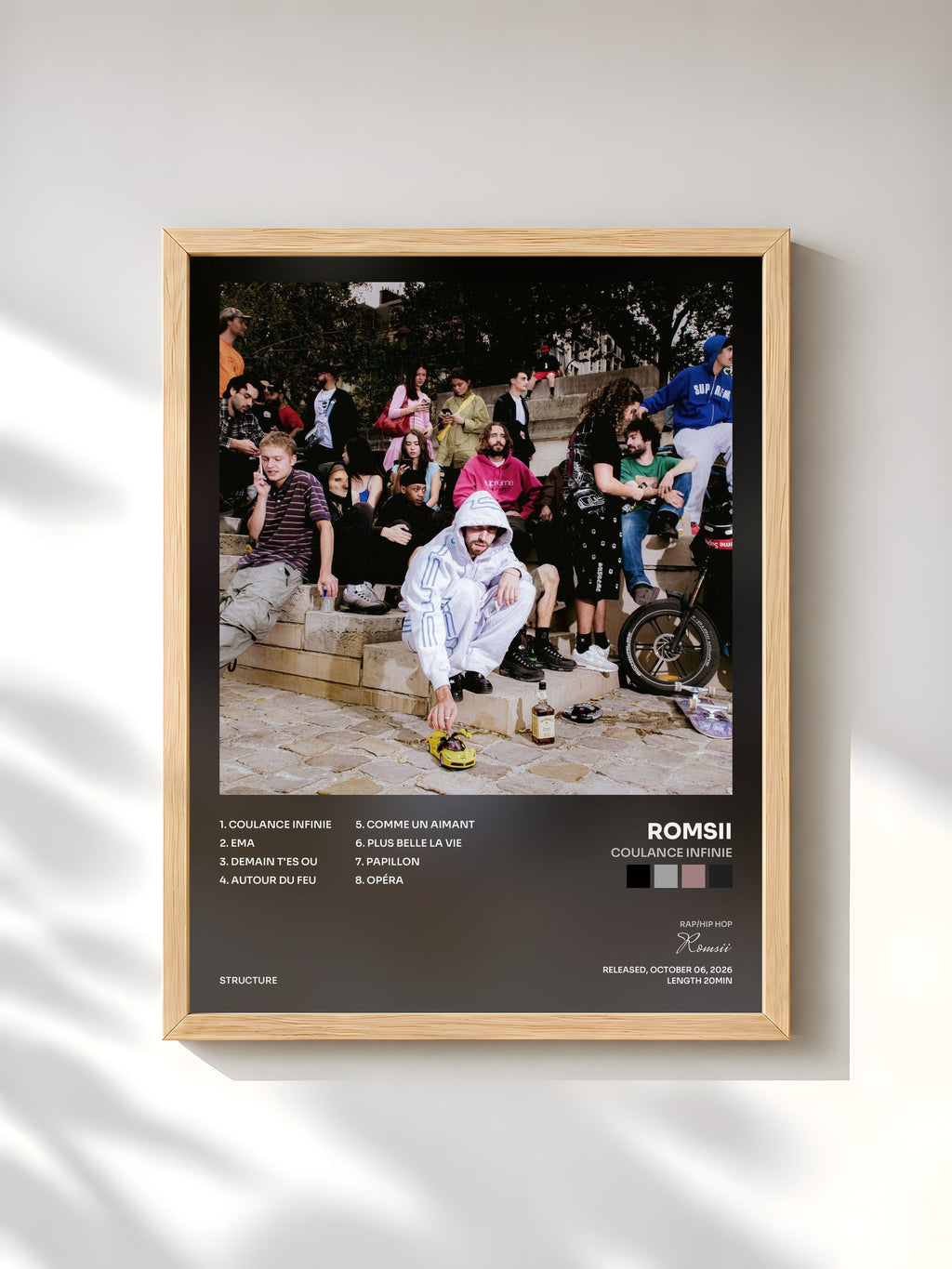 #bois Tableau de l'album Coulance infinie de Romsii, cadre en bois brut, imprimé et encadré en France
