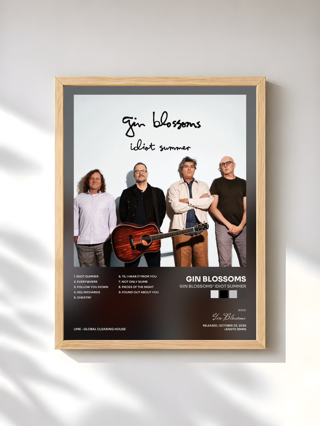 #bois Tableau de l'album Gin Blossoms' Idiot Summer de Gin Blossoms, cadre en bois brut, imprimé et encadré en France