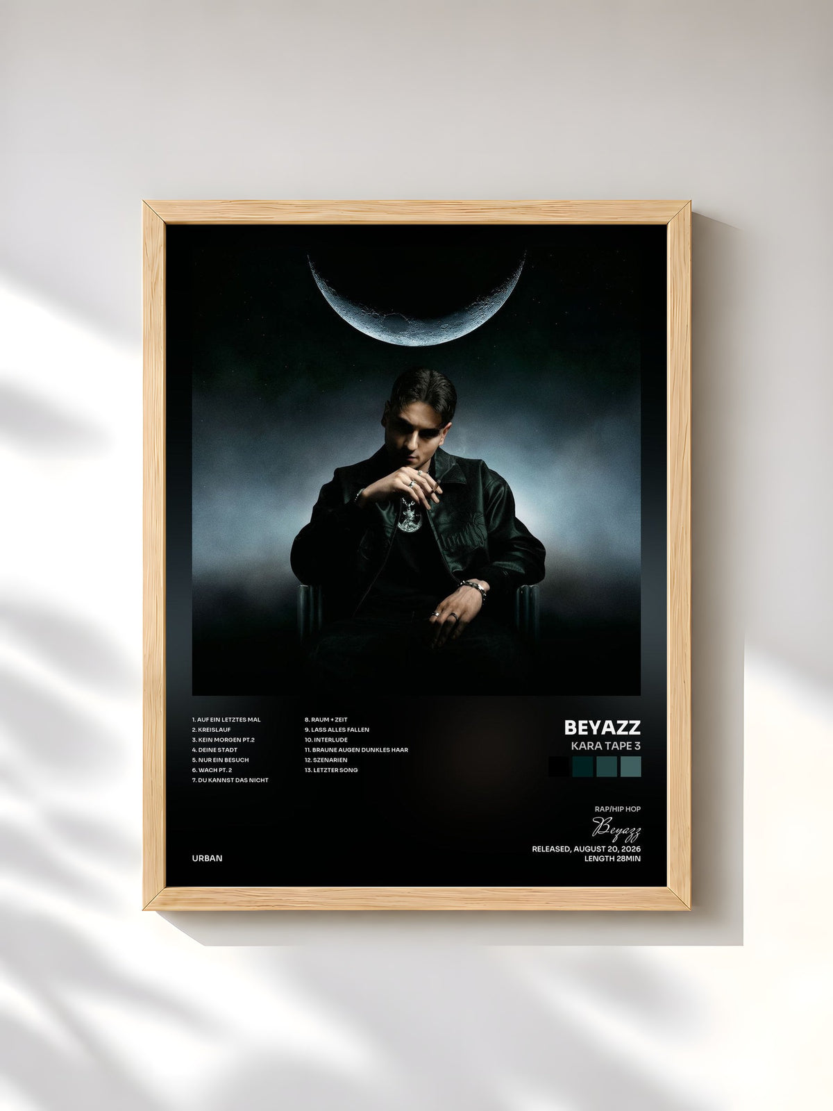 #bois Tableau de l'album Kara Tape 3 de Beyazz, cadre en bois brut, imprimé et encadré en France