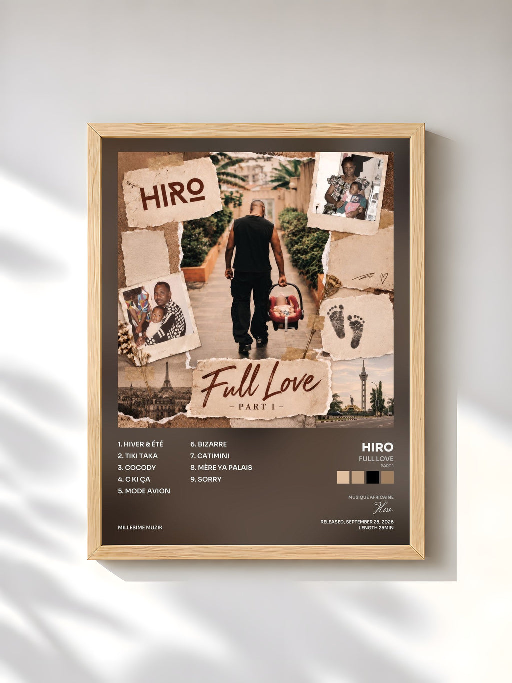 #bois Tableau de l'album FULL LOVE (Part 1) de Hiro, cadre en bois brut, imprimé et encadré en France