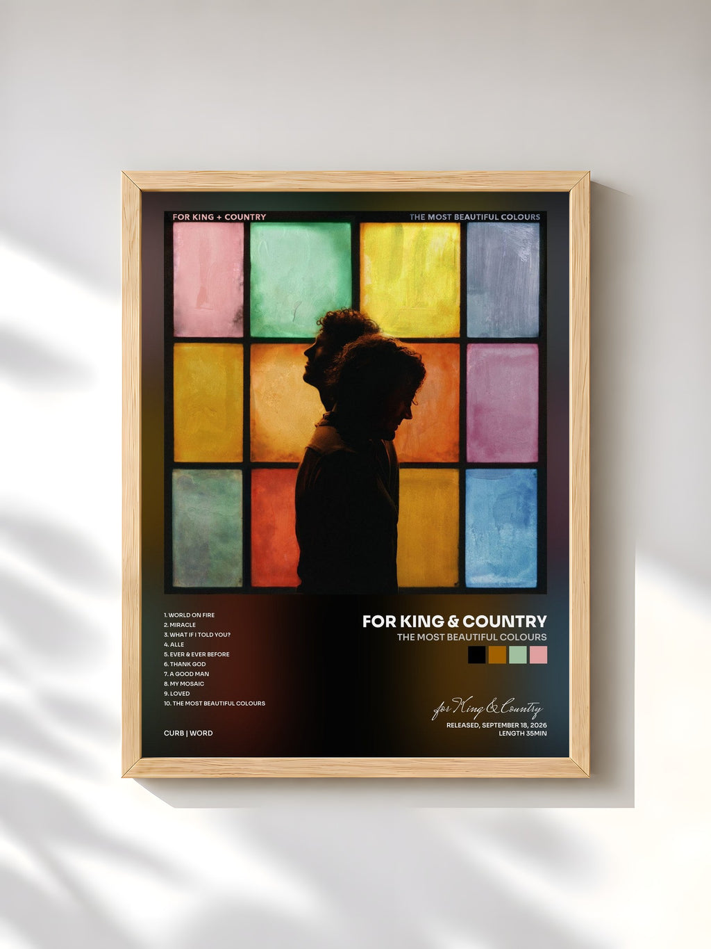 #bois Tableau de l'album the most beautiful colours de for King & Country, cadre en bois brut, imprimé et encadré en France