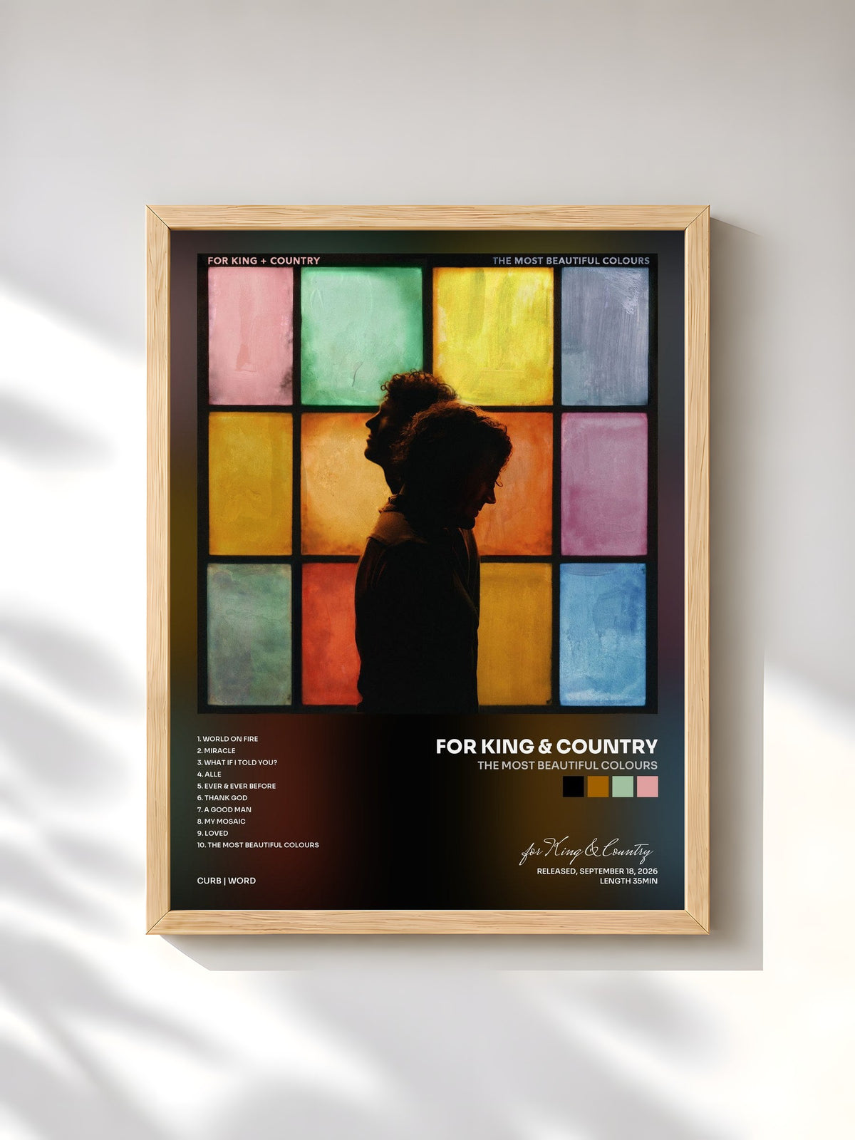 #bois Tableau de l'album the most beautiful colours de for King & Country, cadre en bois brut, imprimé et encadré en France