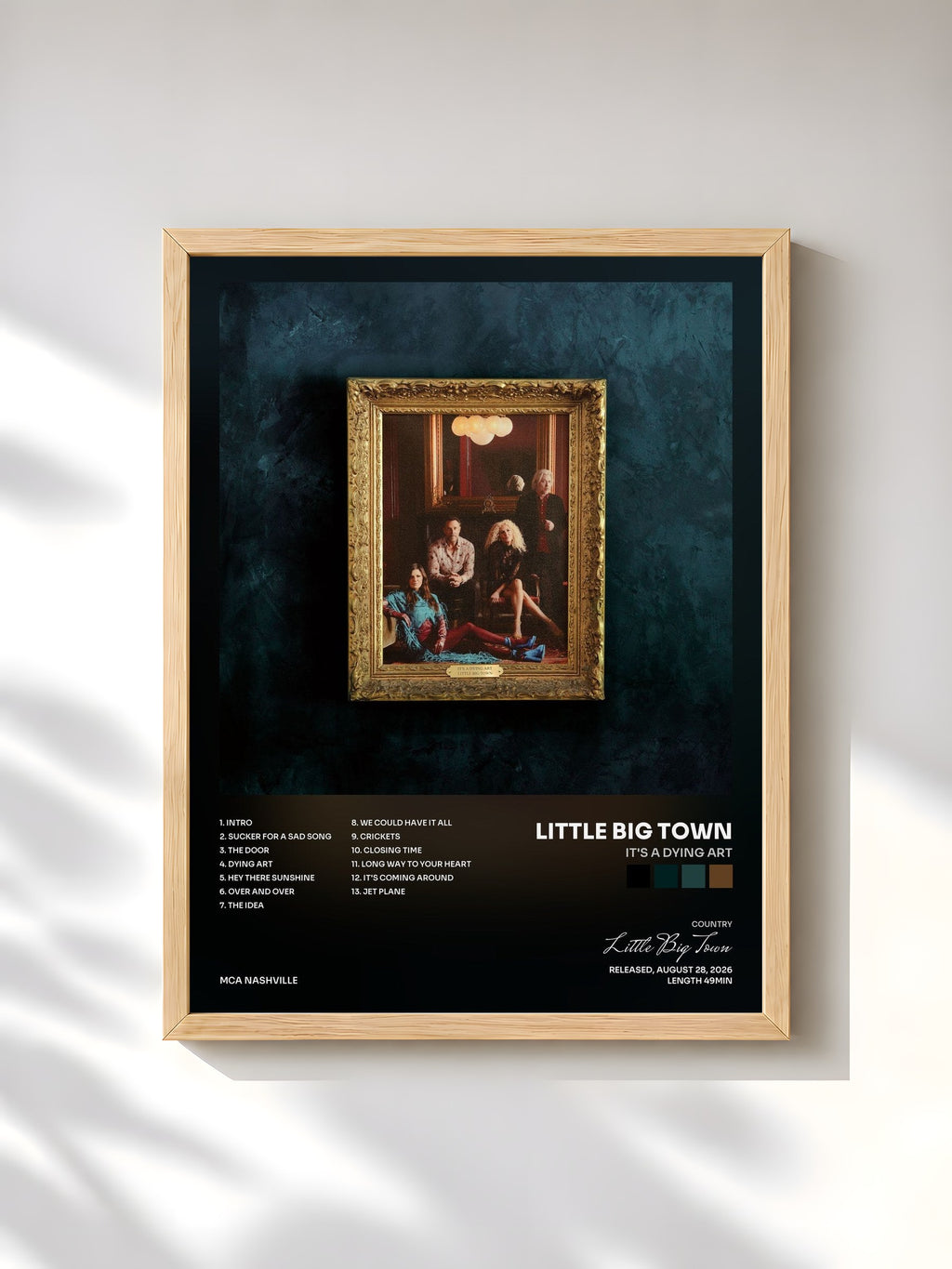 #bois Tableau de l'album It's A Dying Art de Little Big Town, cadre en bois brut, imprimé et encadré en France
