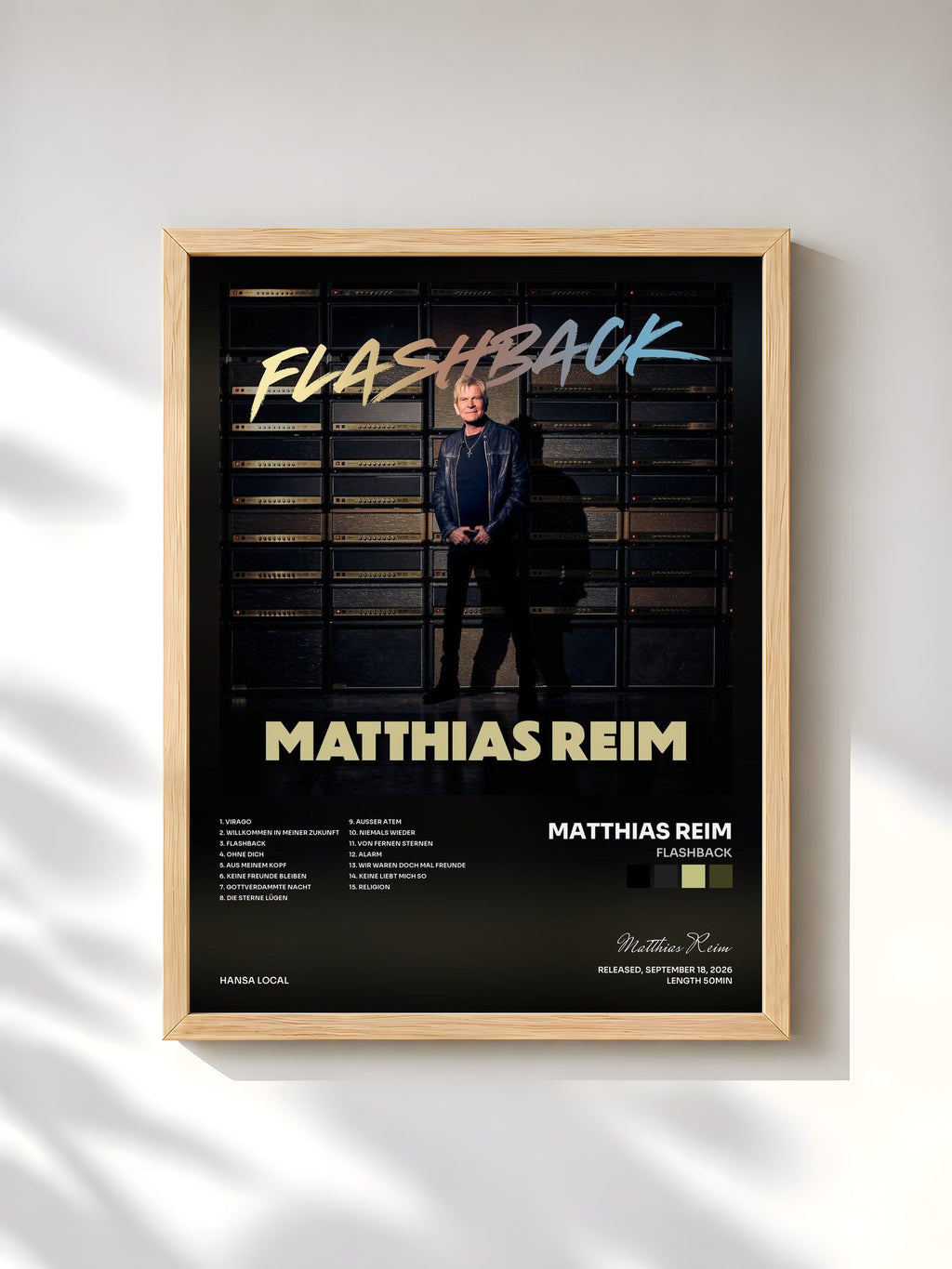 #bois Tableau de l'album Flashback de Matthias Reim, cadre en bois brut, imprimé et encadré en France