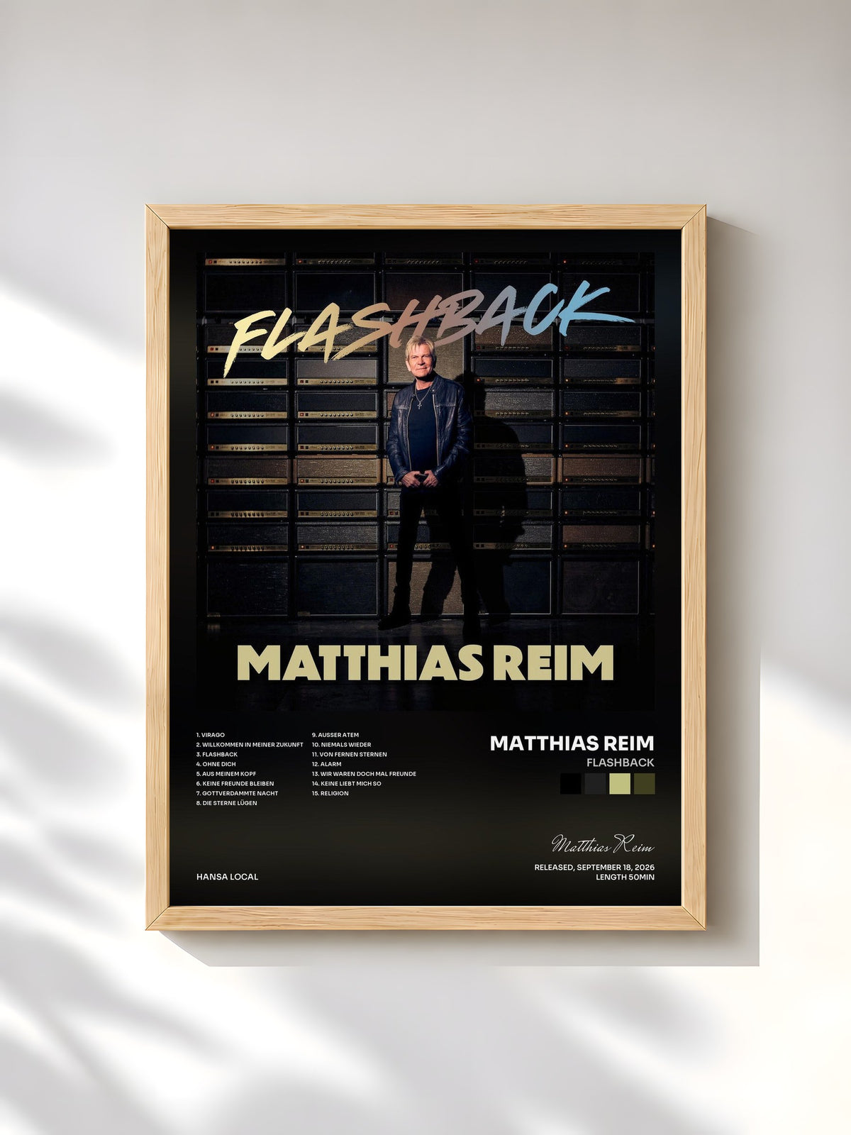 #bois Tableau de l'album Flashback de Matthias Reim, cadre en bois brut, imprimé et encadré en France
