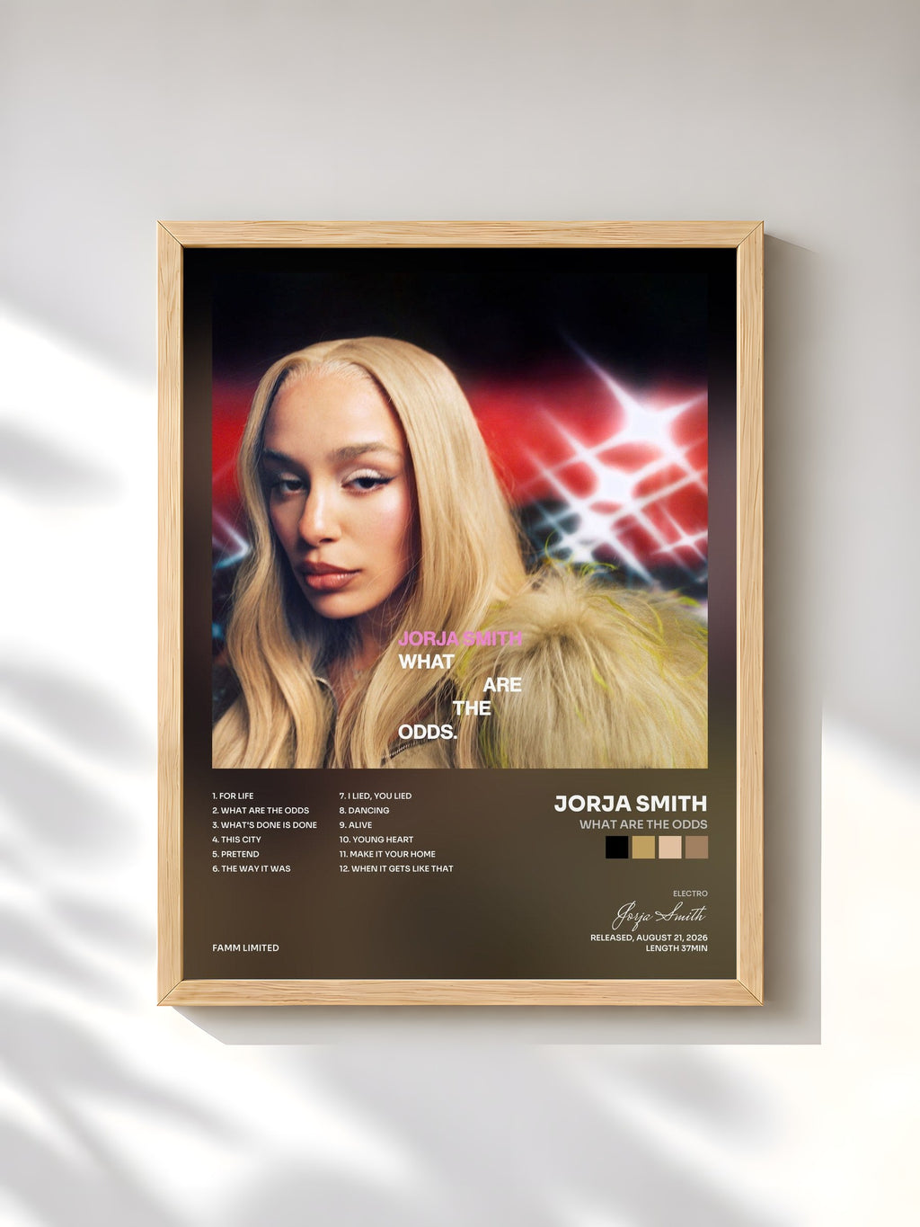 #bois Tableau de l'album What Are The Odds de Jorja Smith, cadre en bois brut, imprimé et encadré en France