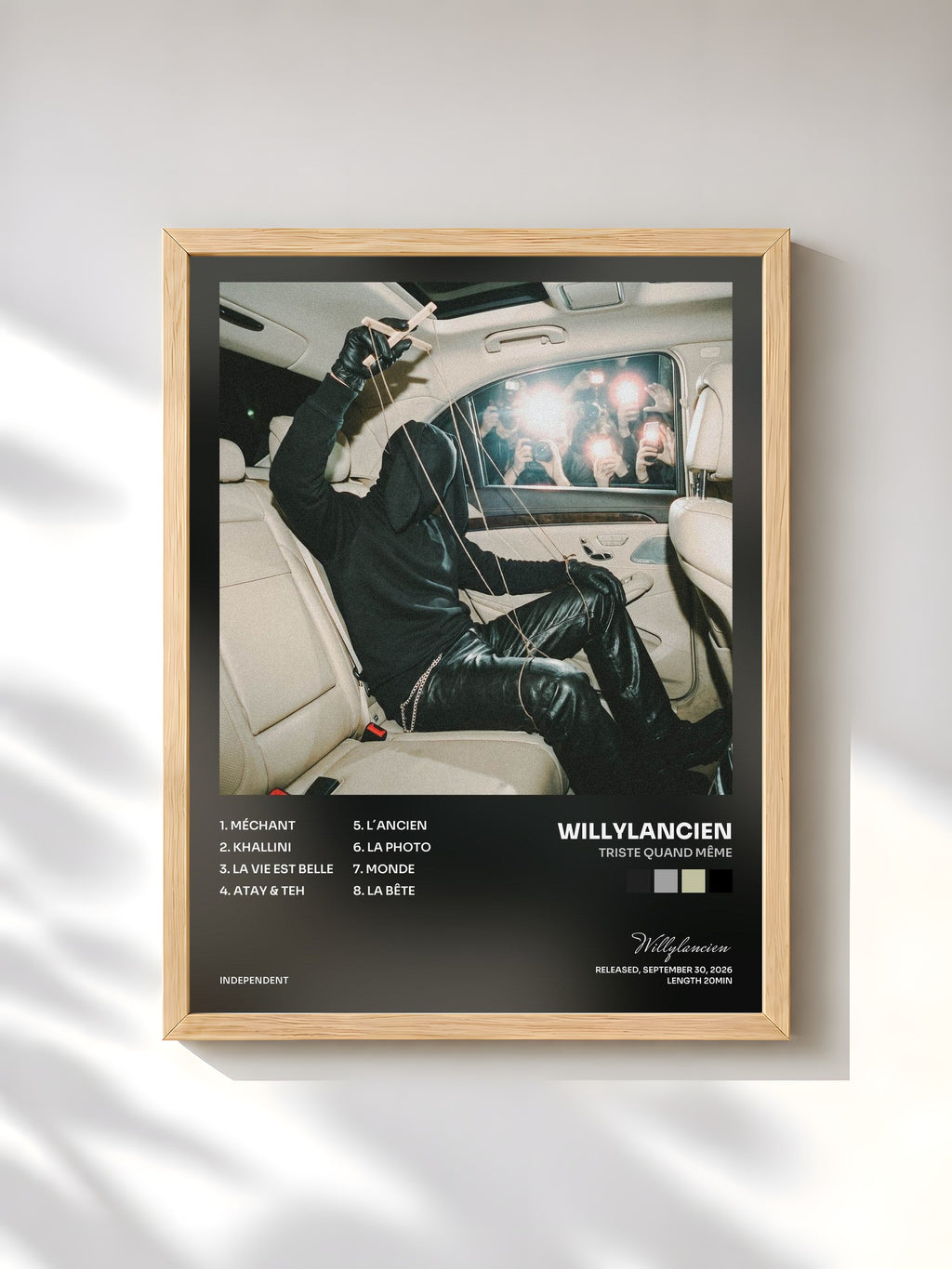 #bois Tableau de l'album triste quand même de Willylancien, cadre en bois brut, imprimé et encadré en France