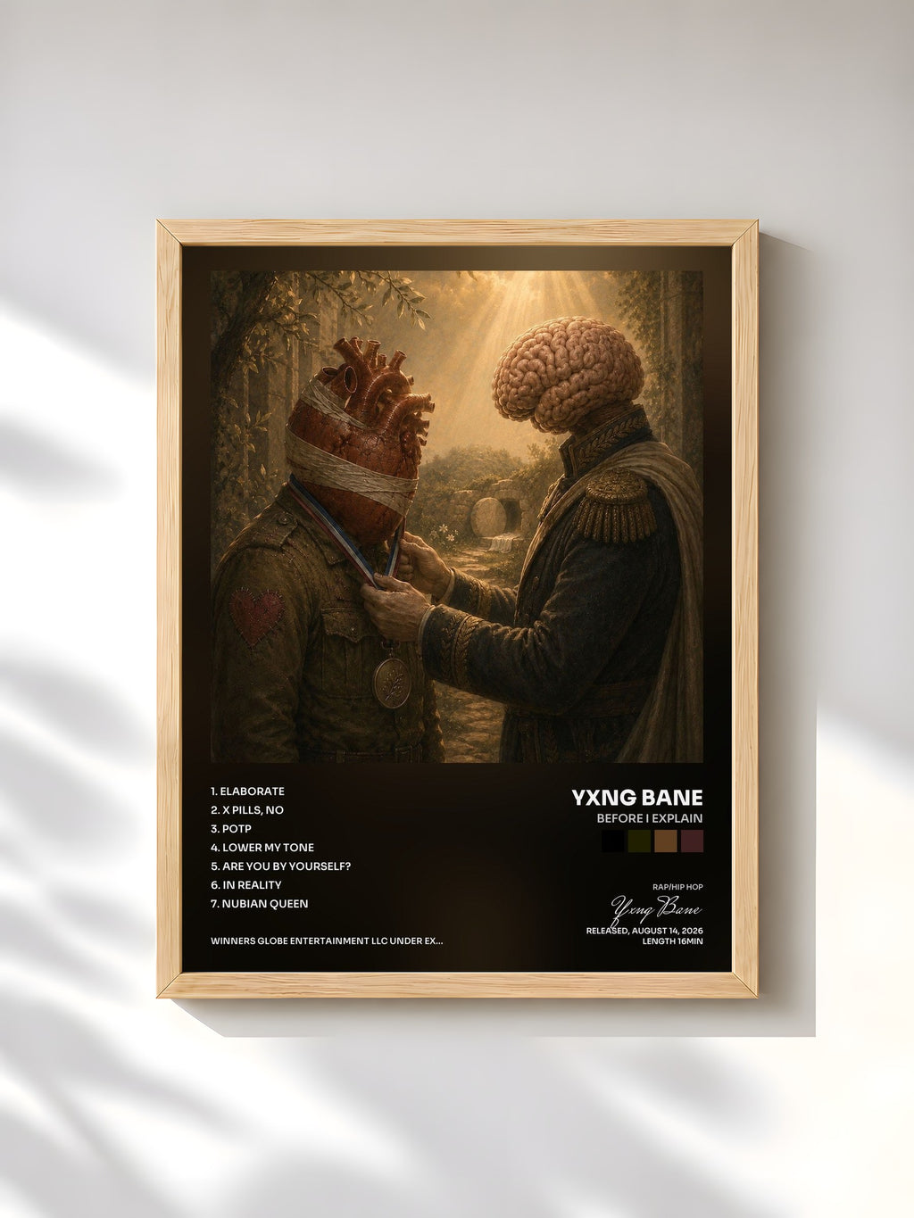 #bois Tableau de l'album Before I Explain de Yxng Bane, cadre en bois brut, imprimé et encadré en France