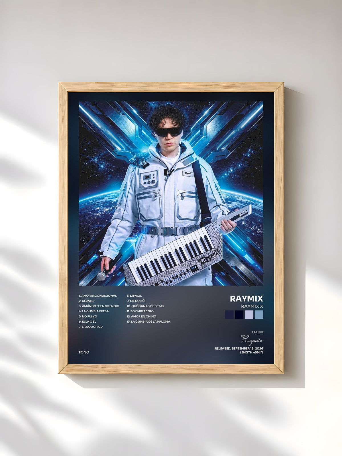 #bois Tableau de l'album Raymix X de Raymix, cadre en bois brut, imprimé et encadré en France
