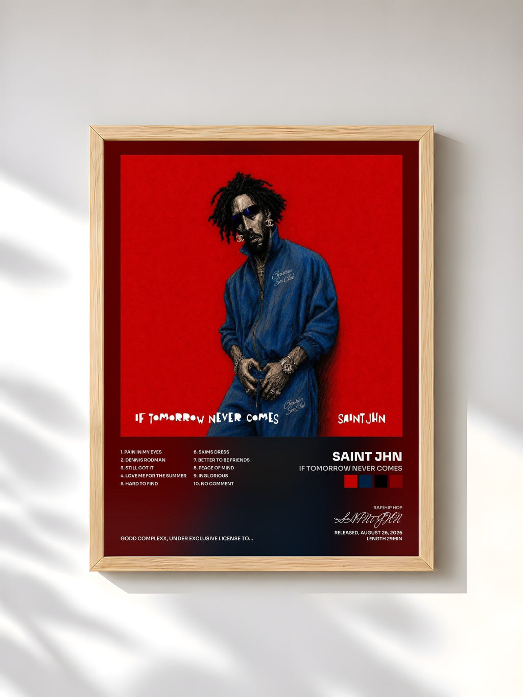 #bois Tableau de l'album If Tomorrow Never Comes de SAINt JHN, cadre en bois brut, imprimé et encadré en France