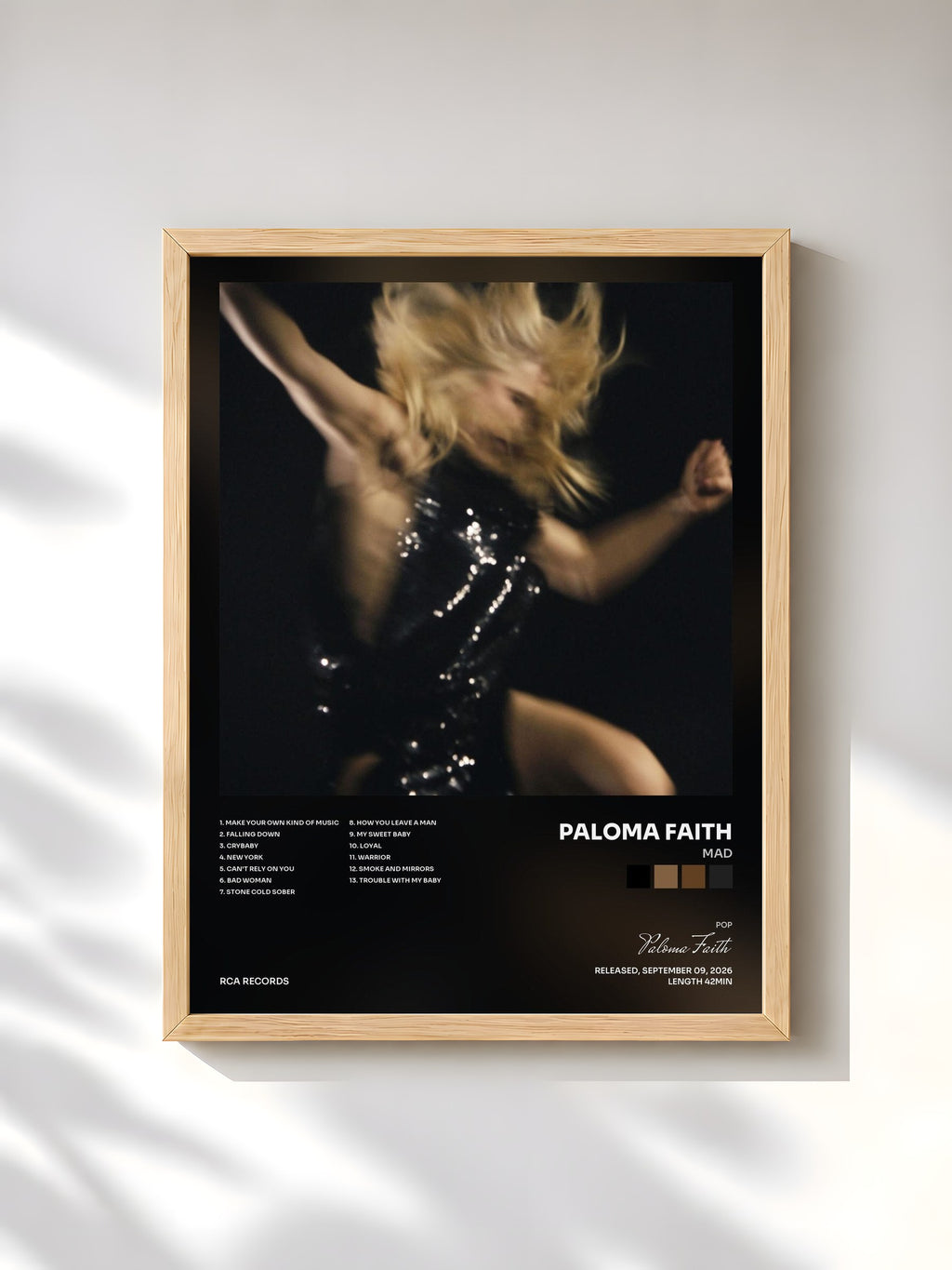 #bois Tableau de l'album Mad de Paloma Faith, cadre en bois brut, imprimé et encadré en France