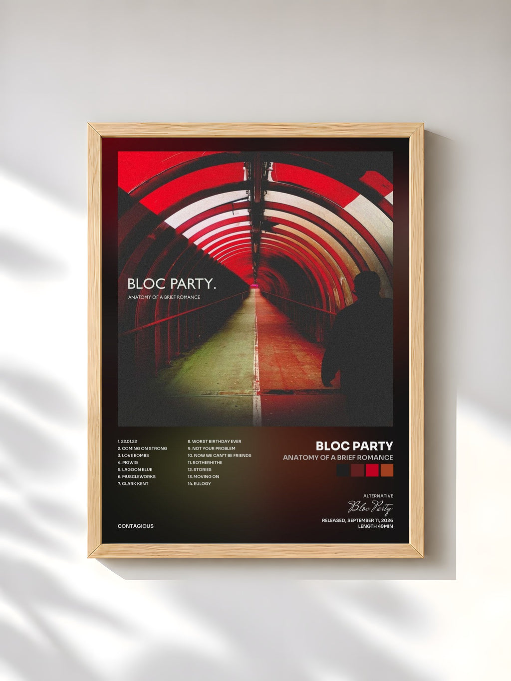 #bois Tableau de l'album Anatomy Of A Brief Romance de Bloc Party, cadre en bois brut, imprimé et encadré en France