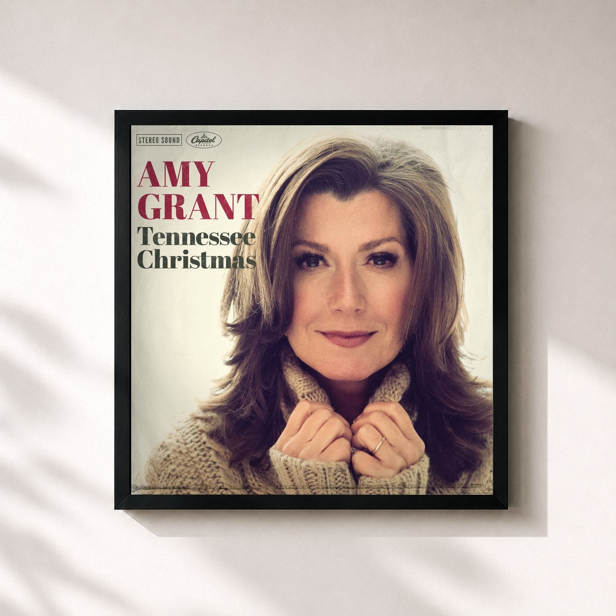 #noir Tableau carré de l'album Tennessee Christmas de Amy Grant, cadre noir 32x32 cm