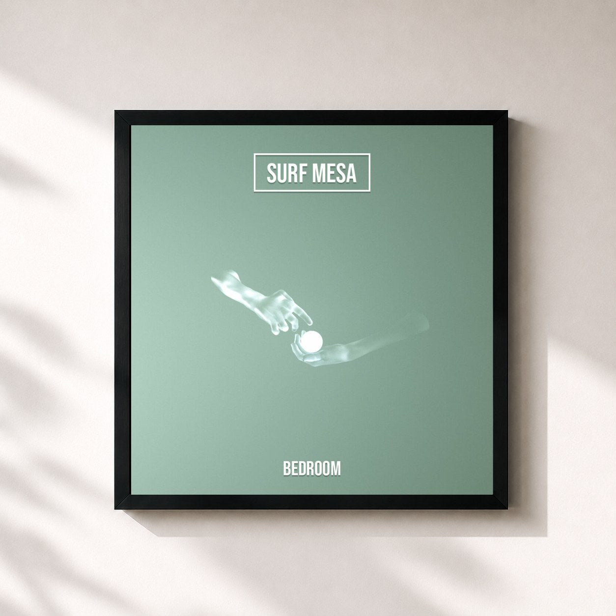 #noir Tableau carré de l'album bedroom de Surf Mesa, cadre noir 32x32 cm