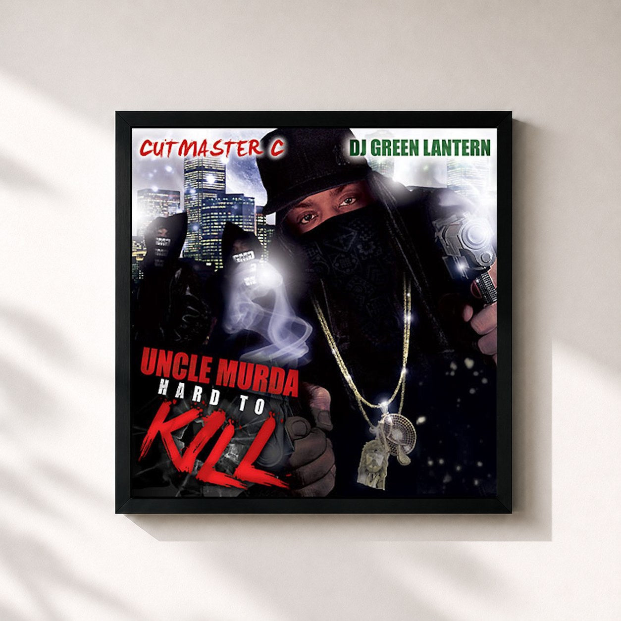 #noir Tableau carré de l'album Hard to Kill de Uncle Murda, cadre noir 32x32 cm