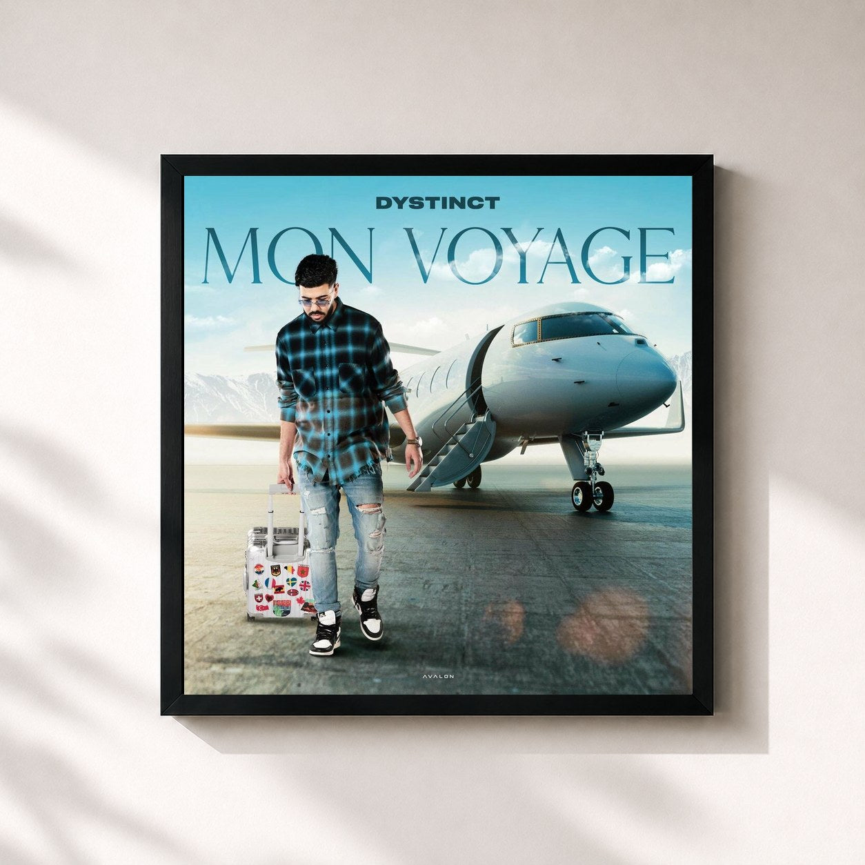 #noir Tableau carré de l'album MON VOYAGE de DYSTINCT, cadre noir 32x32 cm