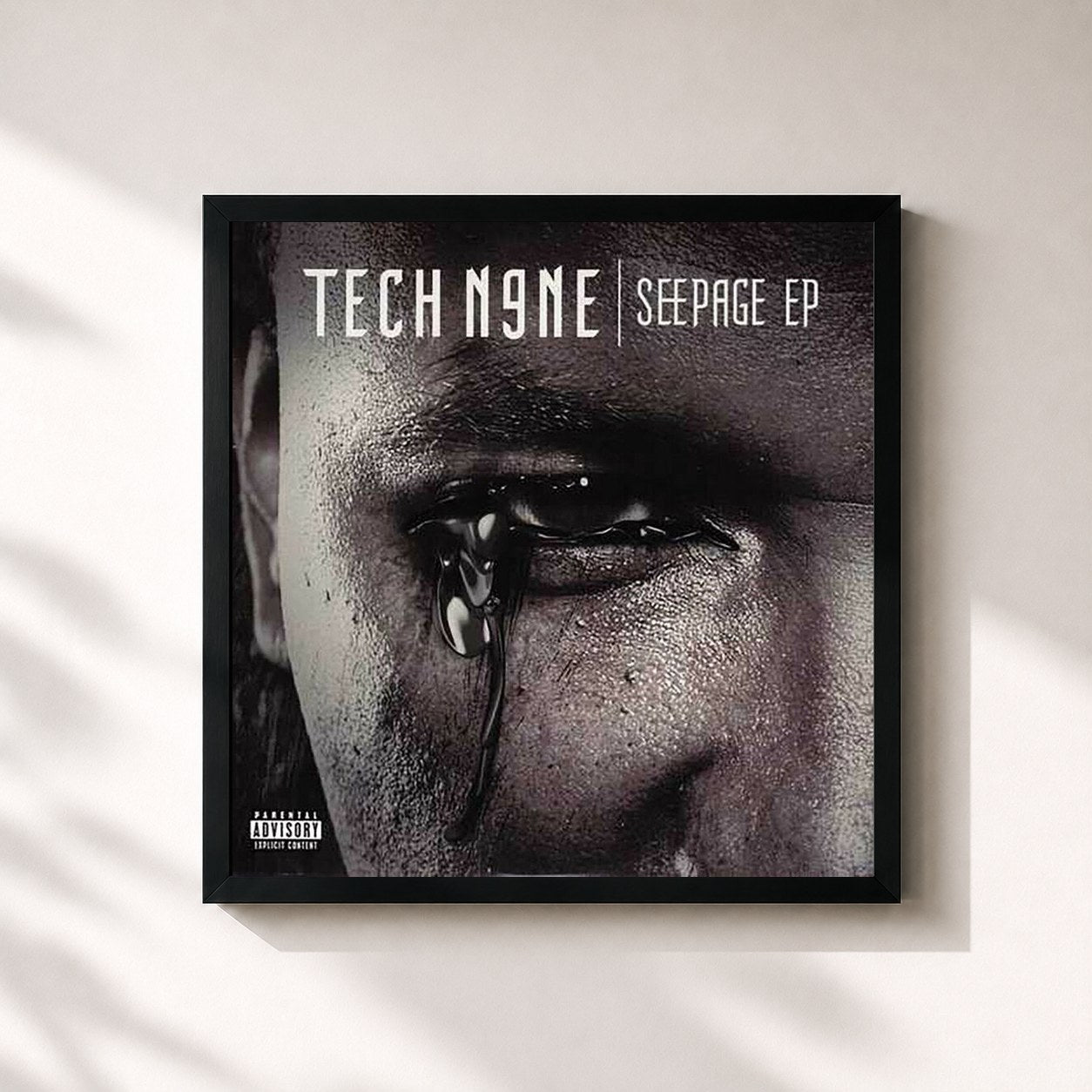#noir Tableau carré de l'album Seepage - EP de Tech N9ne, cadre noir 32x32 cm