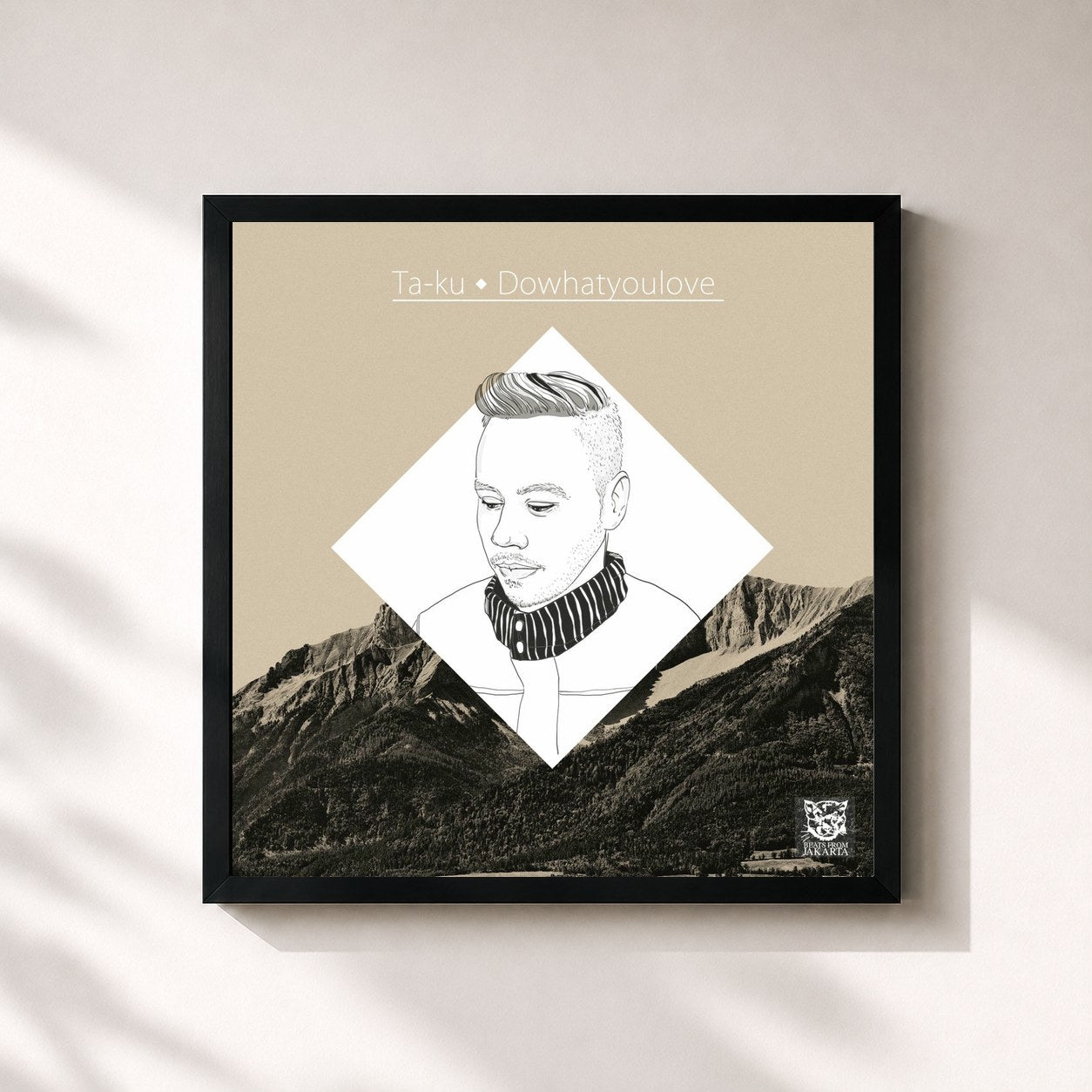#noir Tableau carré de l'album Do What You Love de Ta-Ku, cadre noir 32x32 cm