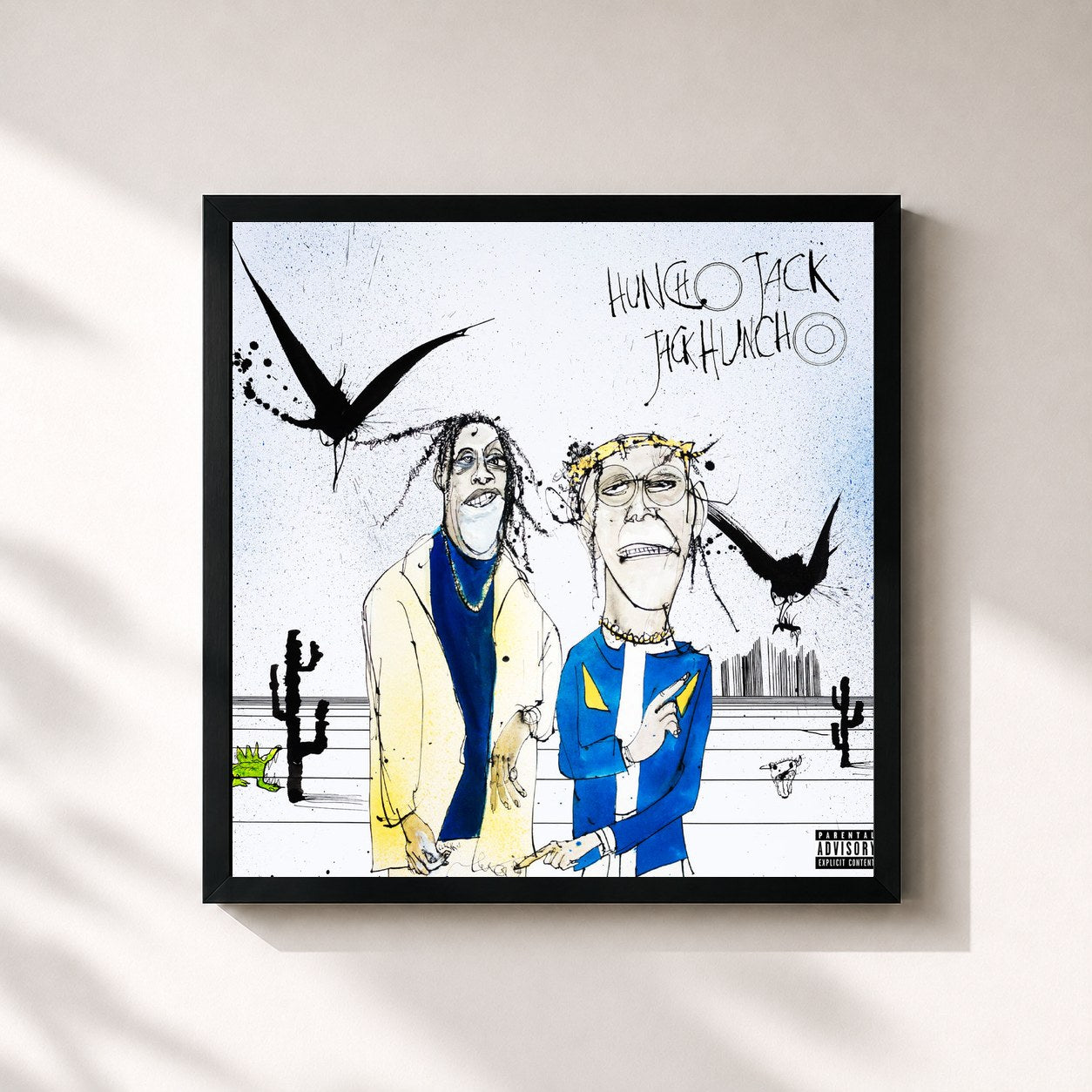 #noir Tableau carré de l'album Huncho Jack, Jack Huncho de Huncho Jack, cadre noir 32x32 cm