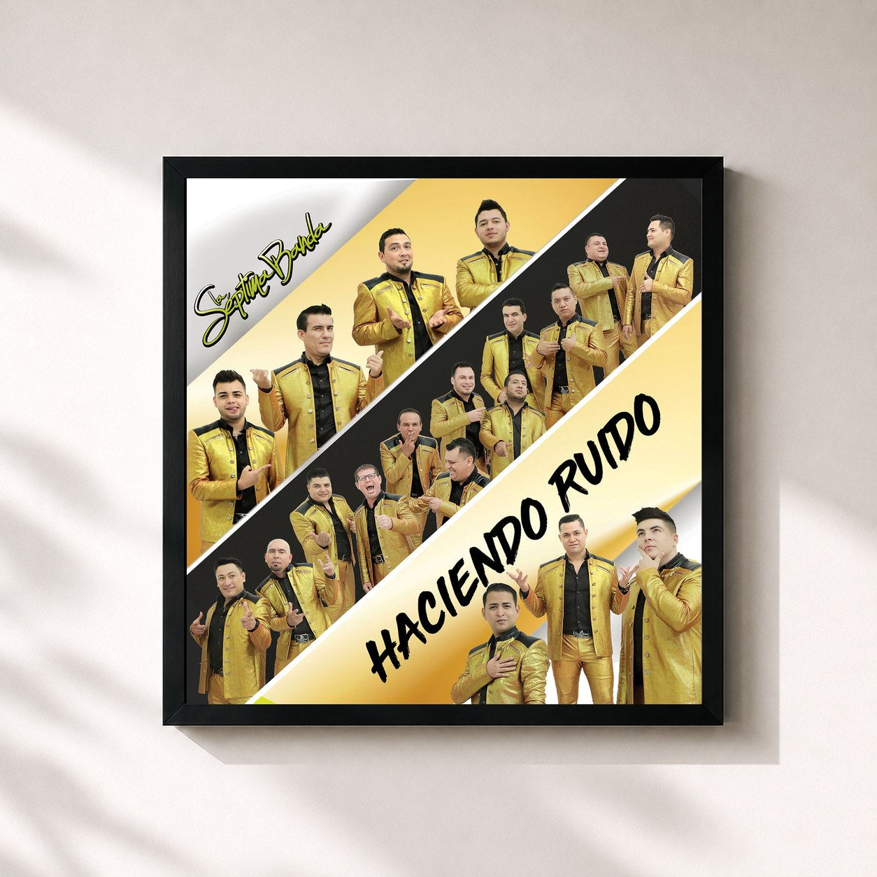 #noir Tableau carré de l'album Haciendo Ruido de La Septima Banda, cadre noir 32x32 cm