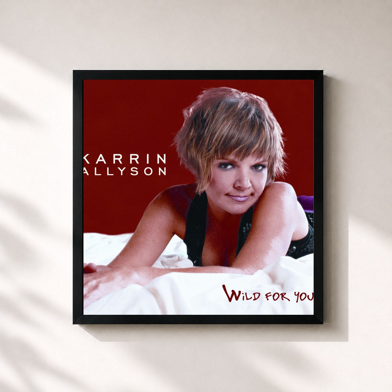 #noir Tableau carré de l'album Wild For You de Karrin Allyson, cadre noir 32x32 cm