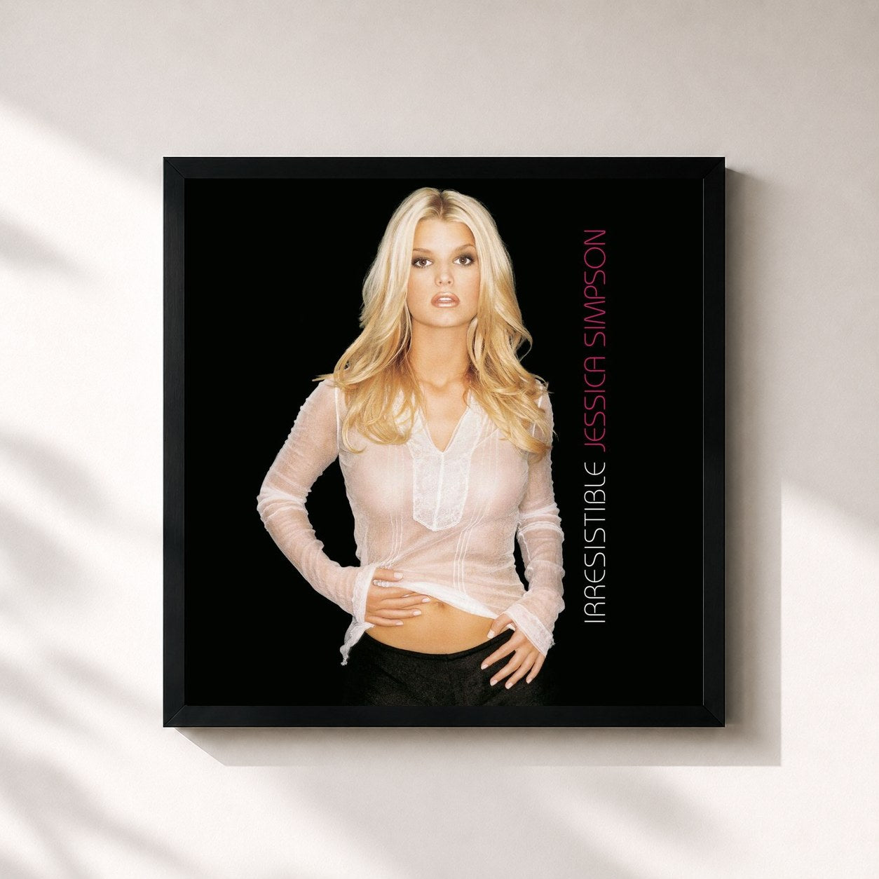 #noir Tableau carré de l'album Irresistible de Jessica Simpson, cadre noir 32x32 cm