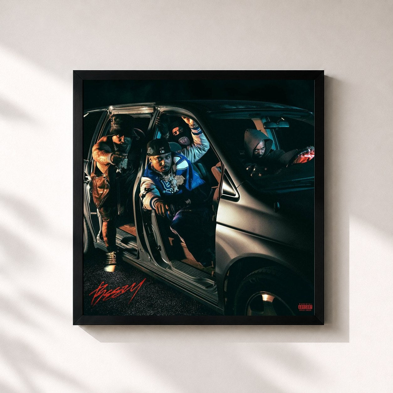 #noir Tableau carré de l'album BEEZY de DOE BOY, cadre noir 32x32 cm