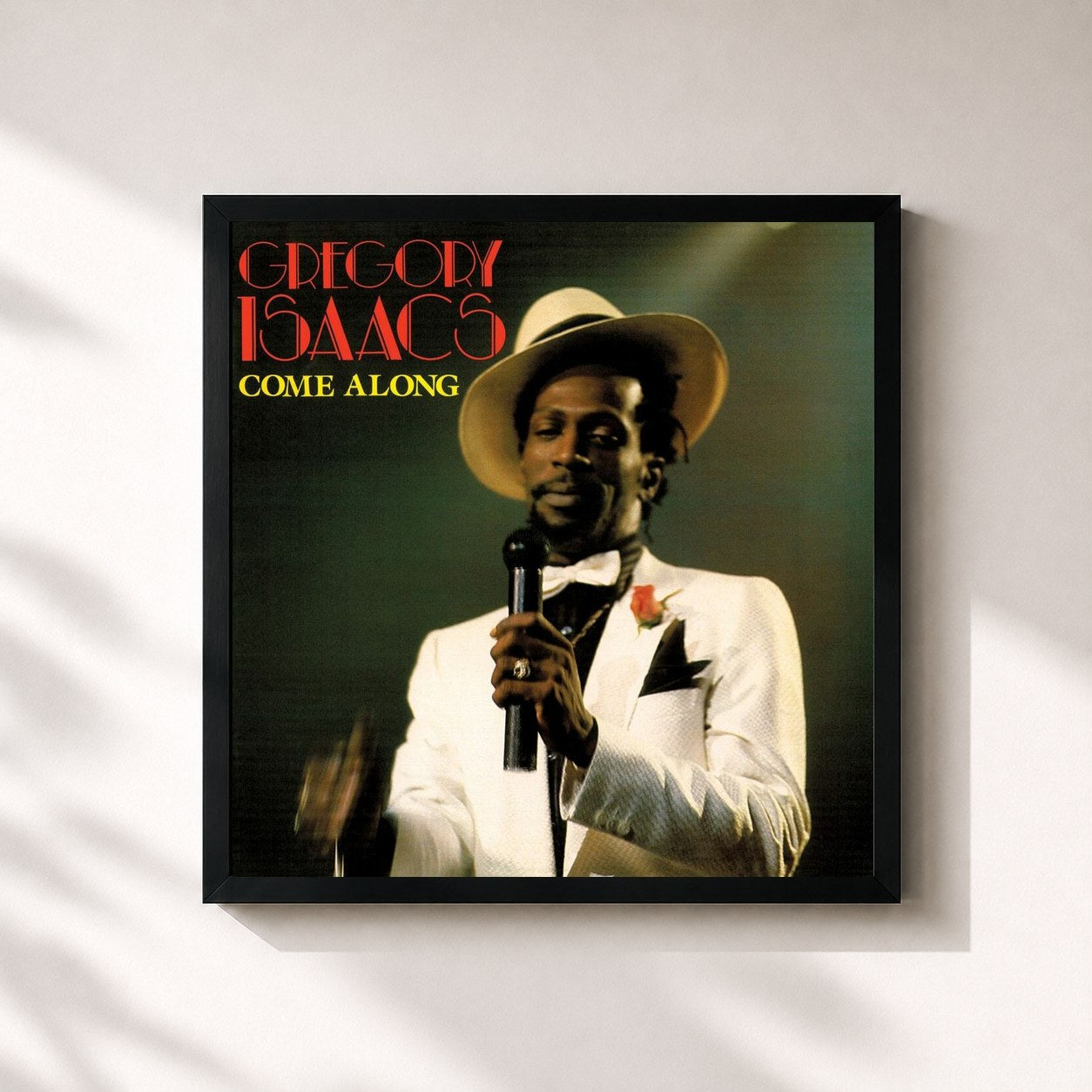 #noir Tableau carré de l'album Come Along de Gregory Isaacs, cadre noir 32x32 cm