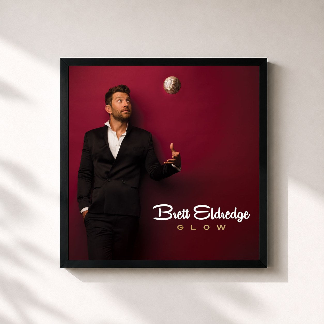 #noir Tableau carré de l'album Glow de Brett Eldredge, cadre noir 32x32 cm