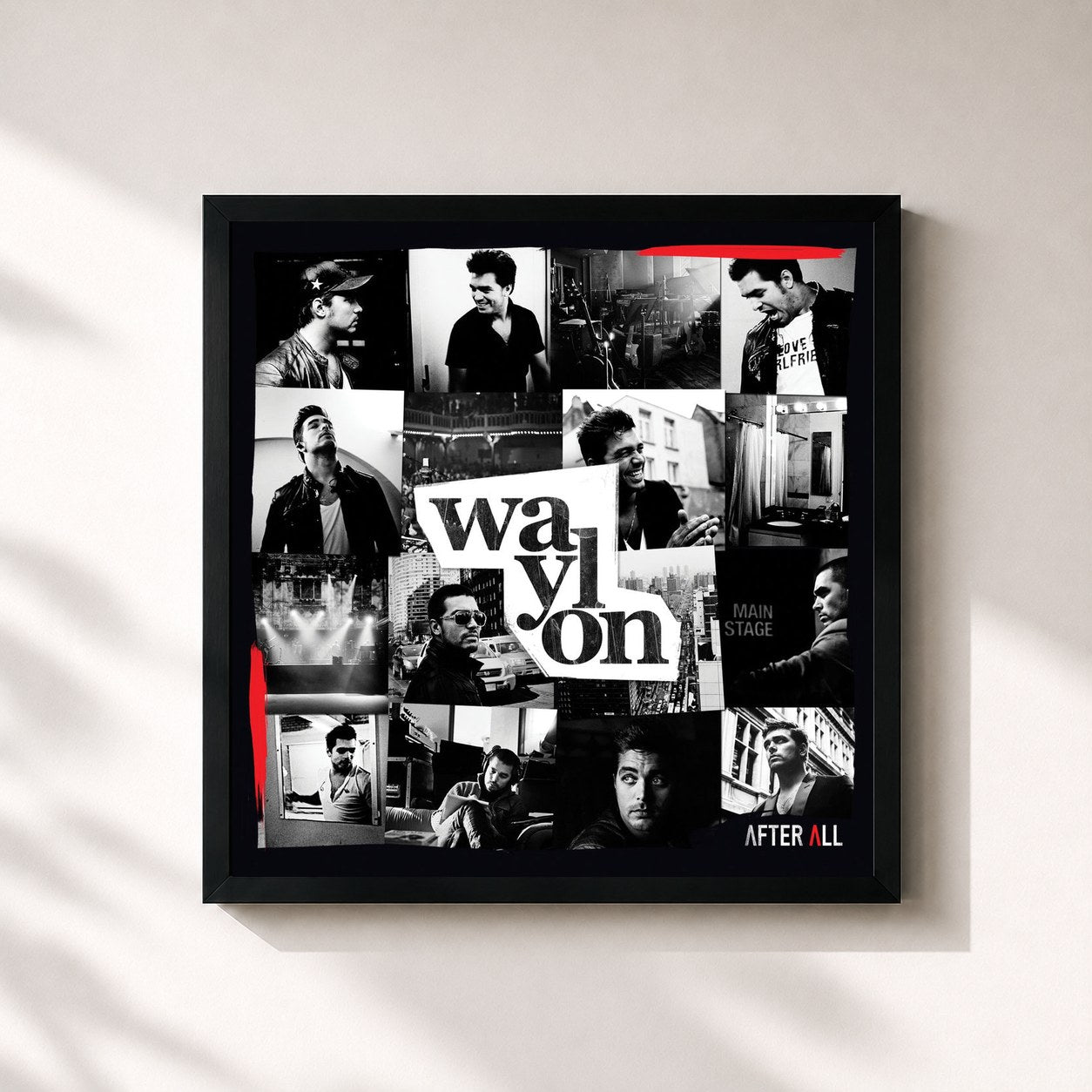 #noir Tableau carré de l'album After All de Waylon, cadre noir 32x32 cm