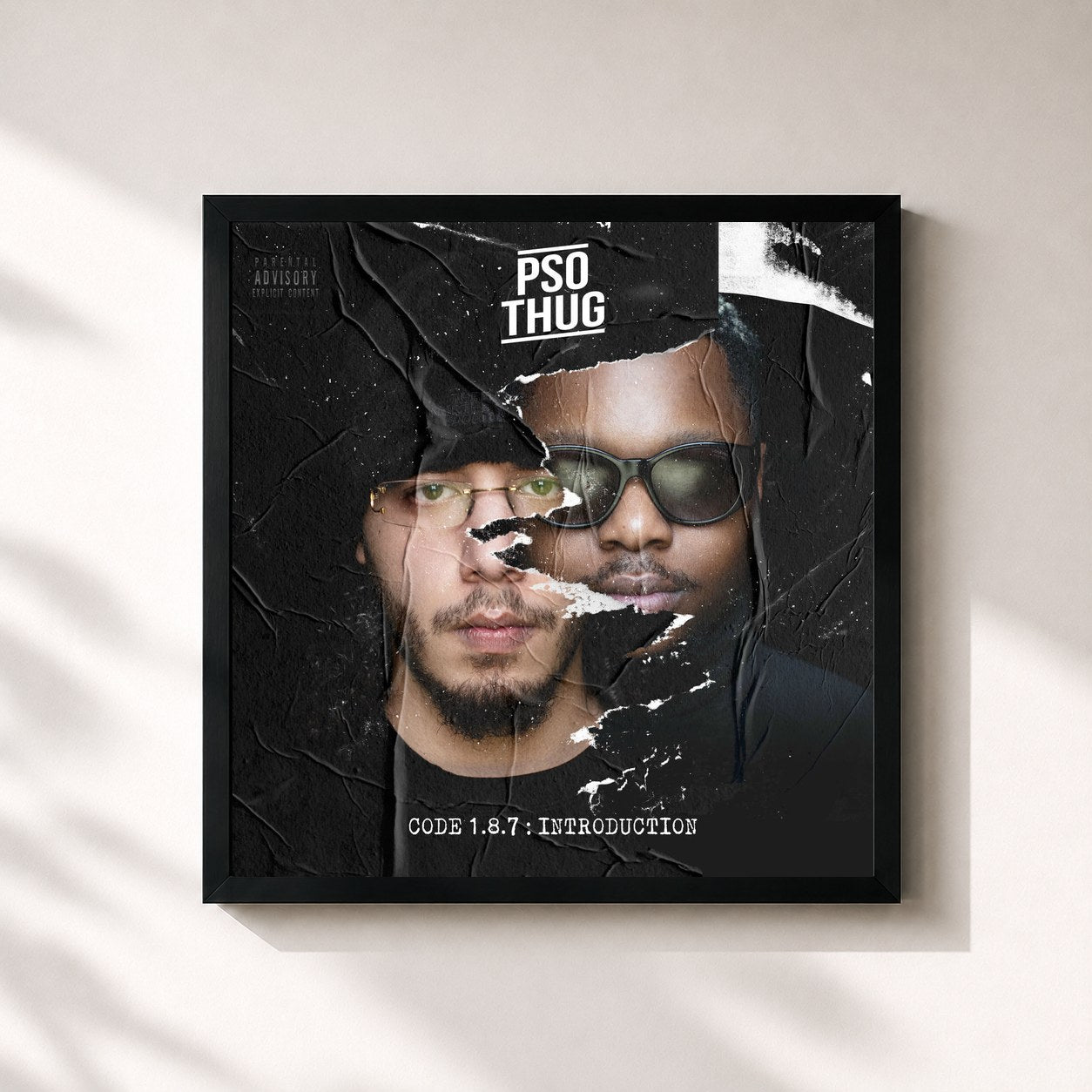 #noir Tableau carré de l'album Code 1.8.7 : Introduction de PSO Thug, cadre noir 32x32 cm