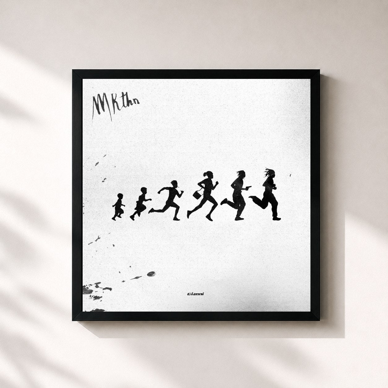 #noir Tableau carré de l'album MRTHN de Gianni, cadre noir 32x32 cm