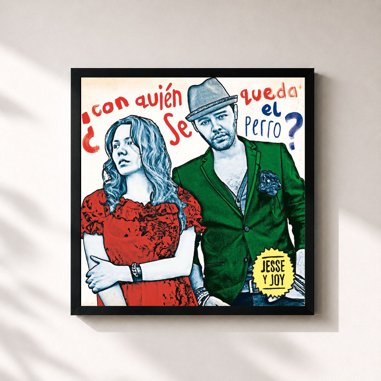 #noir Tableau carré de l'album ¿Con quién se queda el perro? (Spain Standard) de Jesse & Joy, cadre noir 32x32 cm