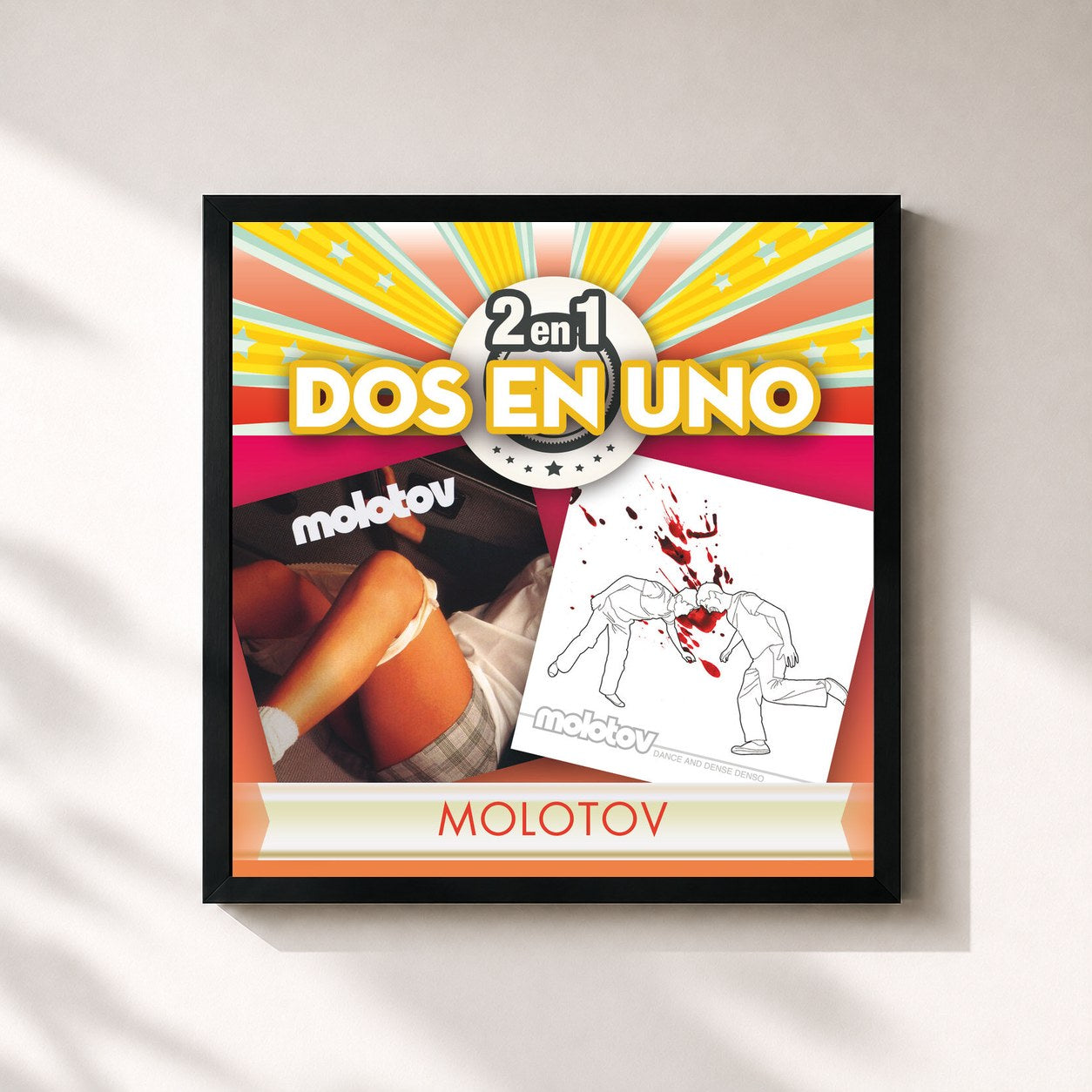 #noir Tableau carré de l'album 2En1 de Molotov, cadre noir 32x32 cm