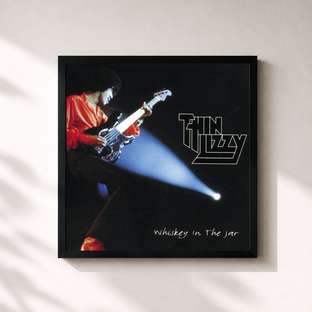 #noir Tableau carré de l'album Whiskey In The Jar de Thin Lizzy, cadre noir 32x32 cm