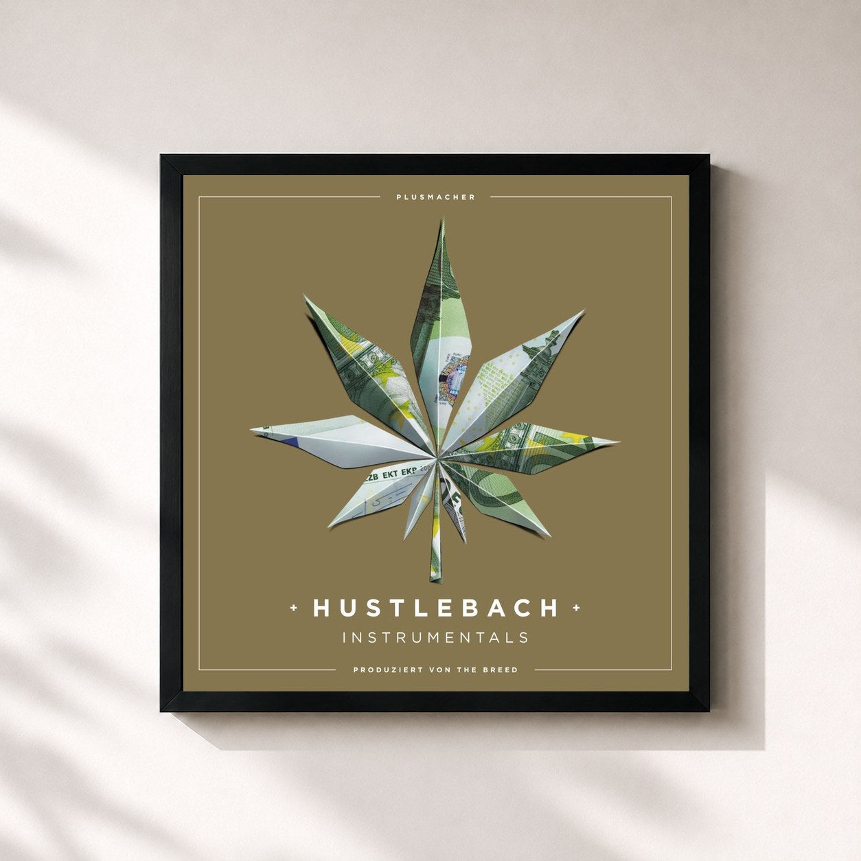 #noir Tableau carré de l'album Hustlebach (Instrumentals) de Plusmacher, cadre noir 32x32 cm