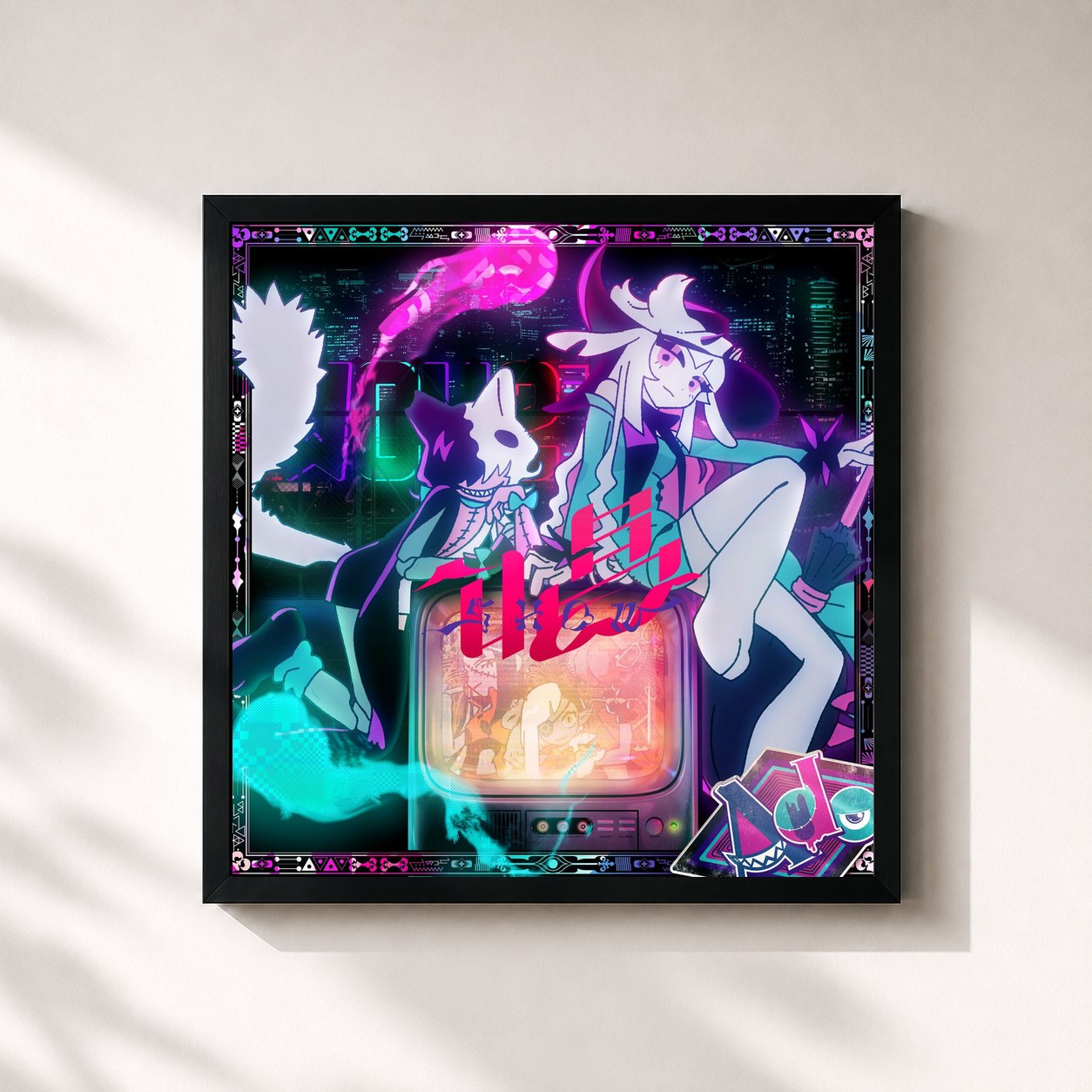 #noir Tableau carré de l'album Show LP de Ado, cadre noir 32x32 cm