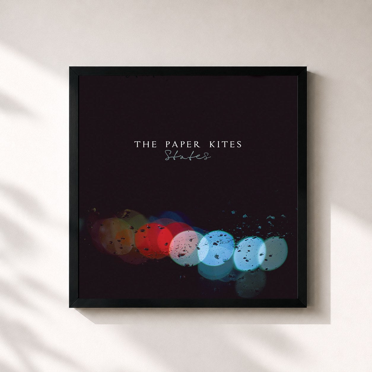 #noir Tableau carré de l'album States de The Paper Kites, cadre noir 32x32 cm