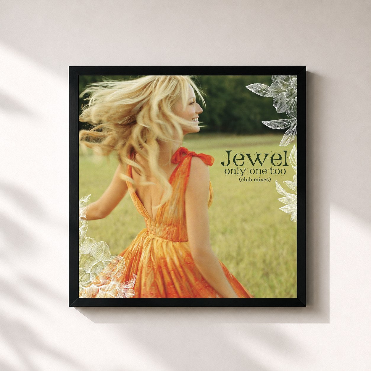 #noir Tableau carré de l'album Only One Too (Club Mixes) de Jewel, cadre noir 32x32 cm