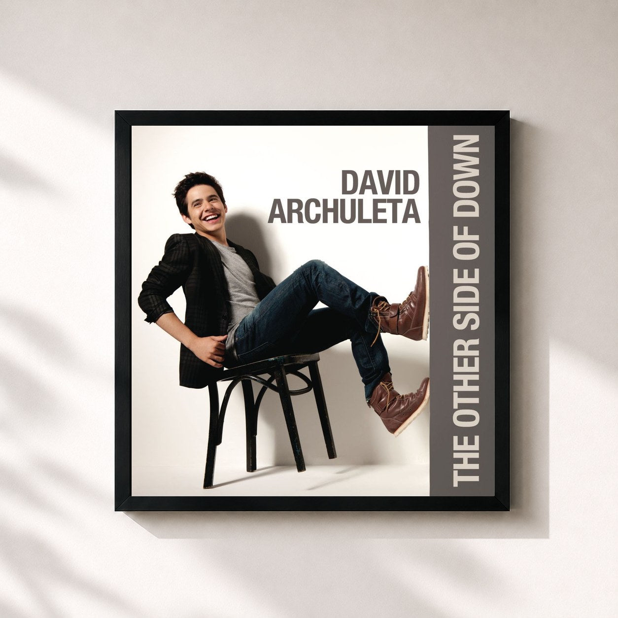 #noir Tableau carré de l'album The Other Side of Down de David Archuleta, cadre noir 32x32 cm