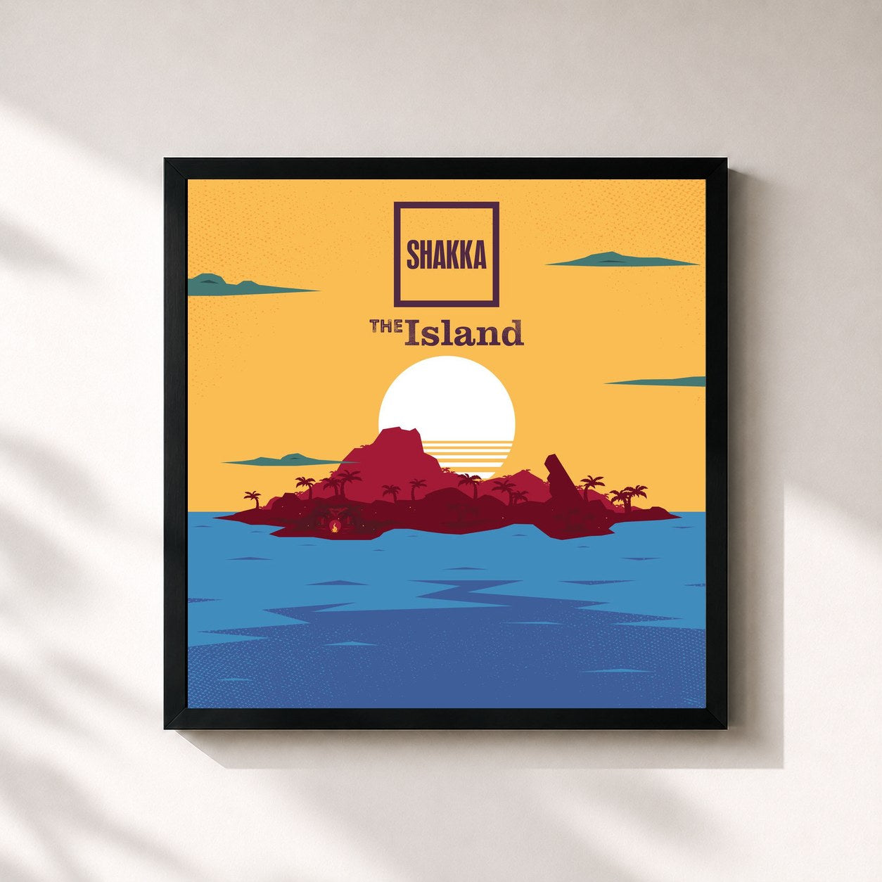 #noir Tableau carré de l'album The Island - EP de SHAKKA, cadre noir 32x32 cm