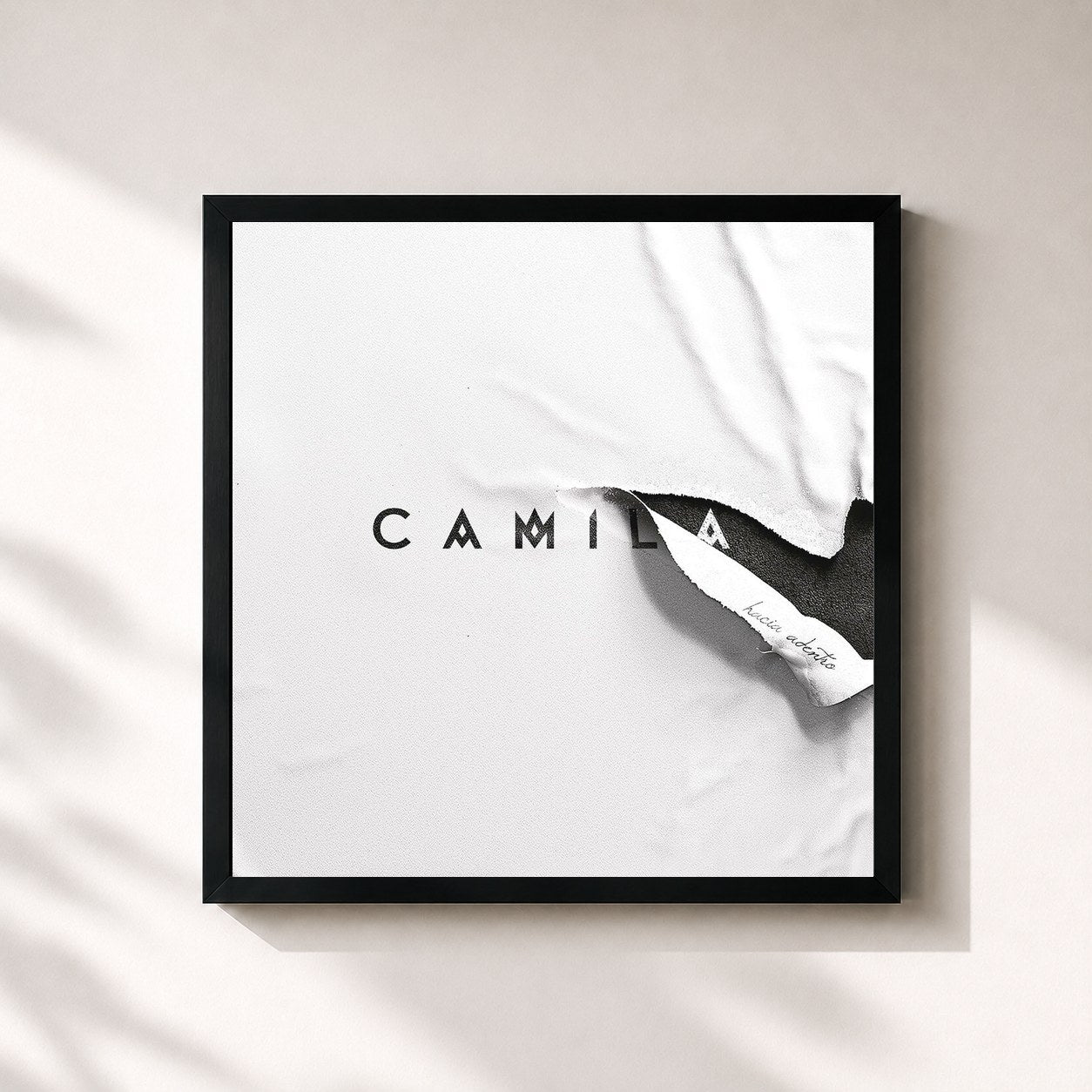 #noir Tableau carré de l'album Hacia Adentro de Camila, cadre noir 32x32 cm
