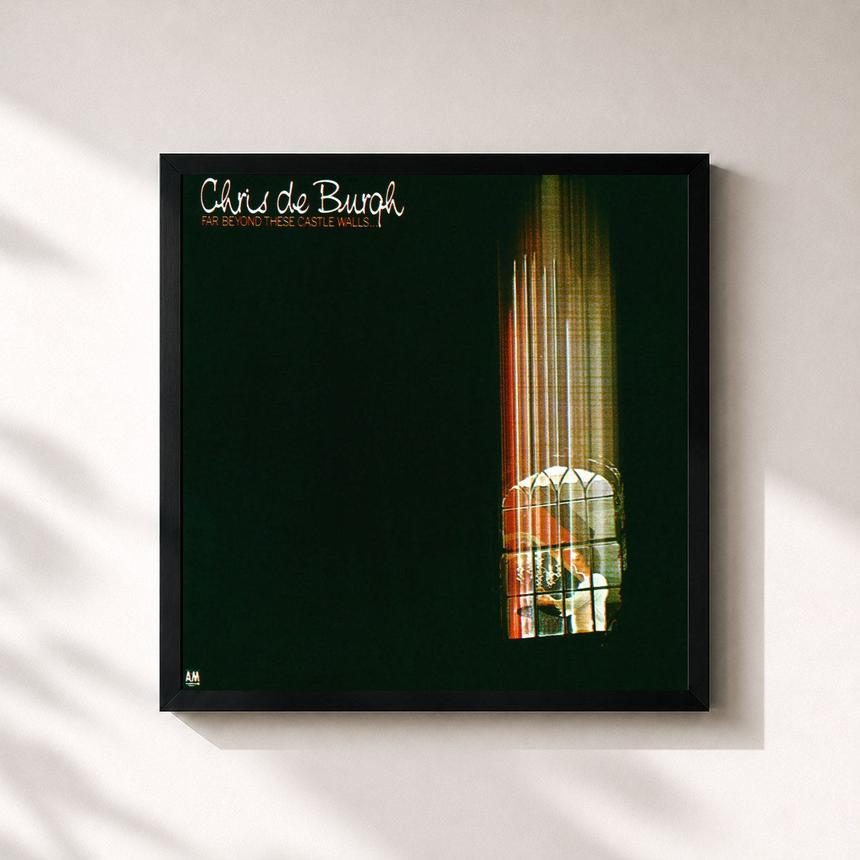 #noir Tableau carré de l'album Far Beyond These Castle Walls de Chris de Burgh, cadre noir 32x32 cm