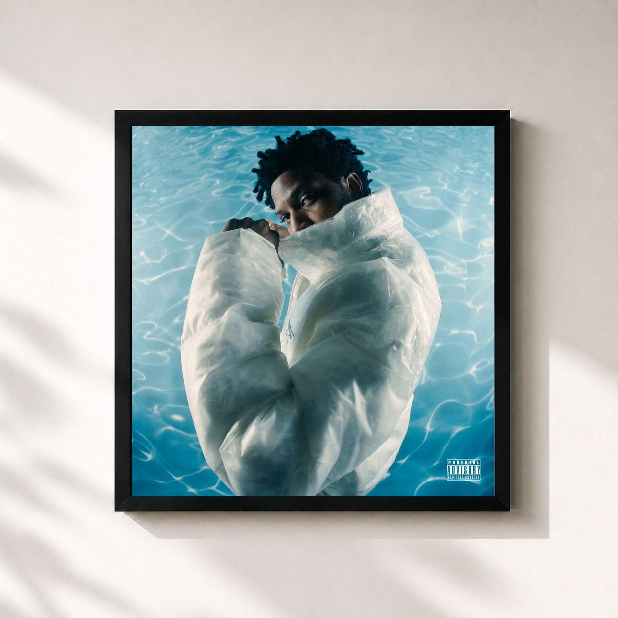 #noir Tableau carré de l'album Neptune de Gallant, cadre noir 32x32 cm