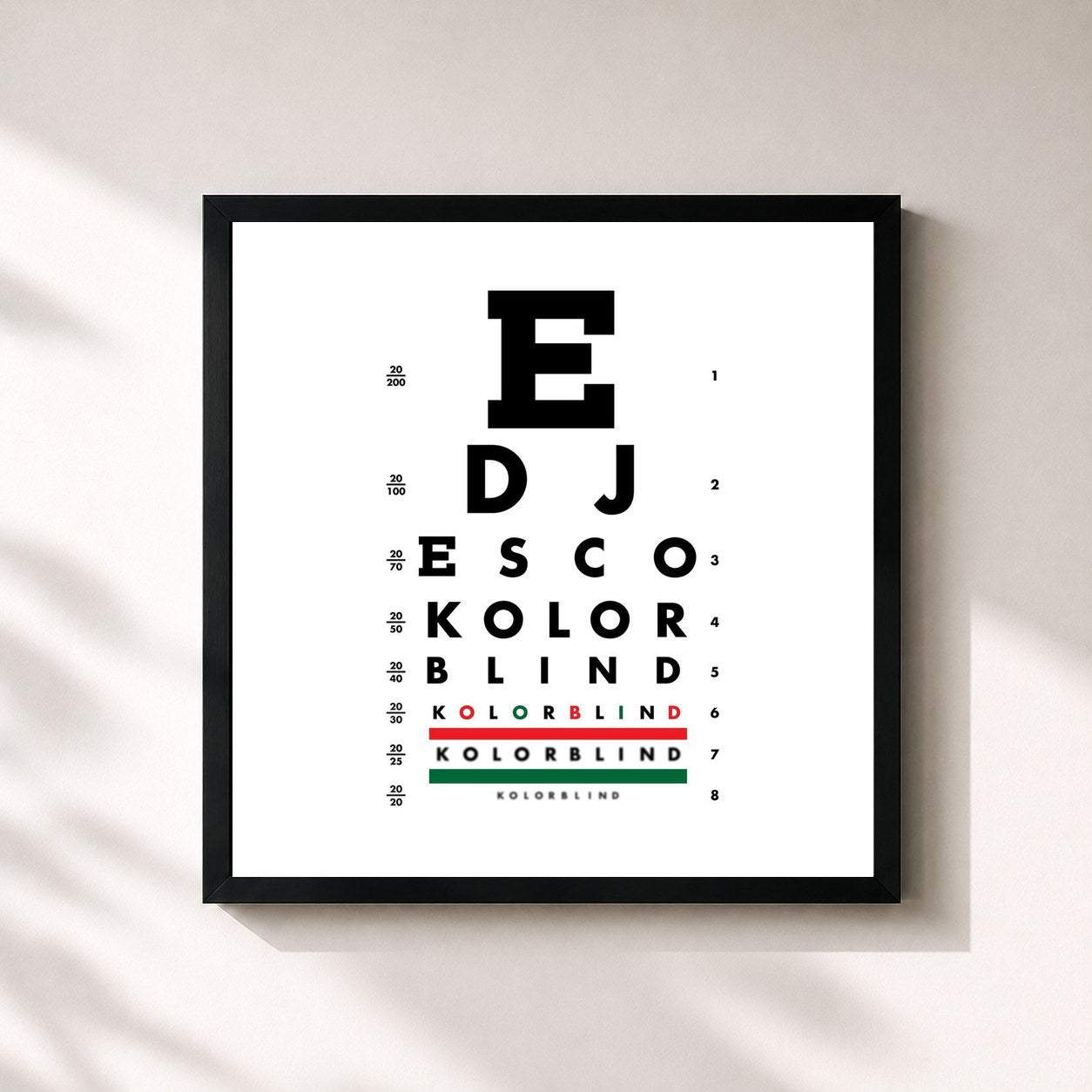 #noir Tableau carré de l'album KOLORBLIND de DJ ESCO, cadre noir 32x32 cm